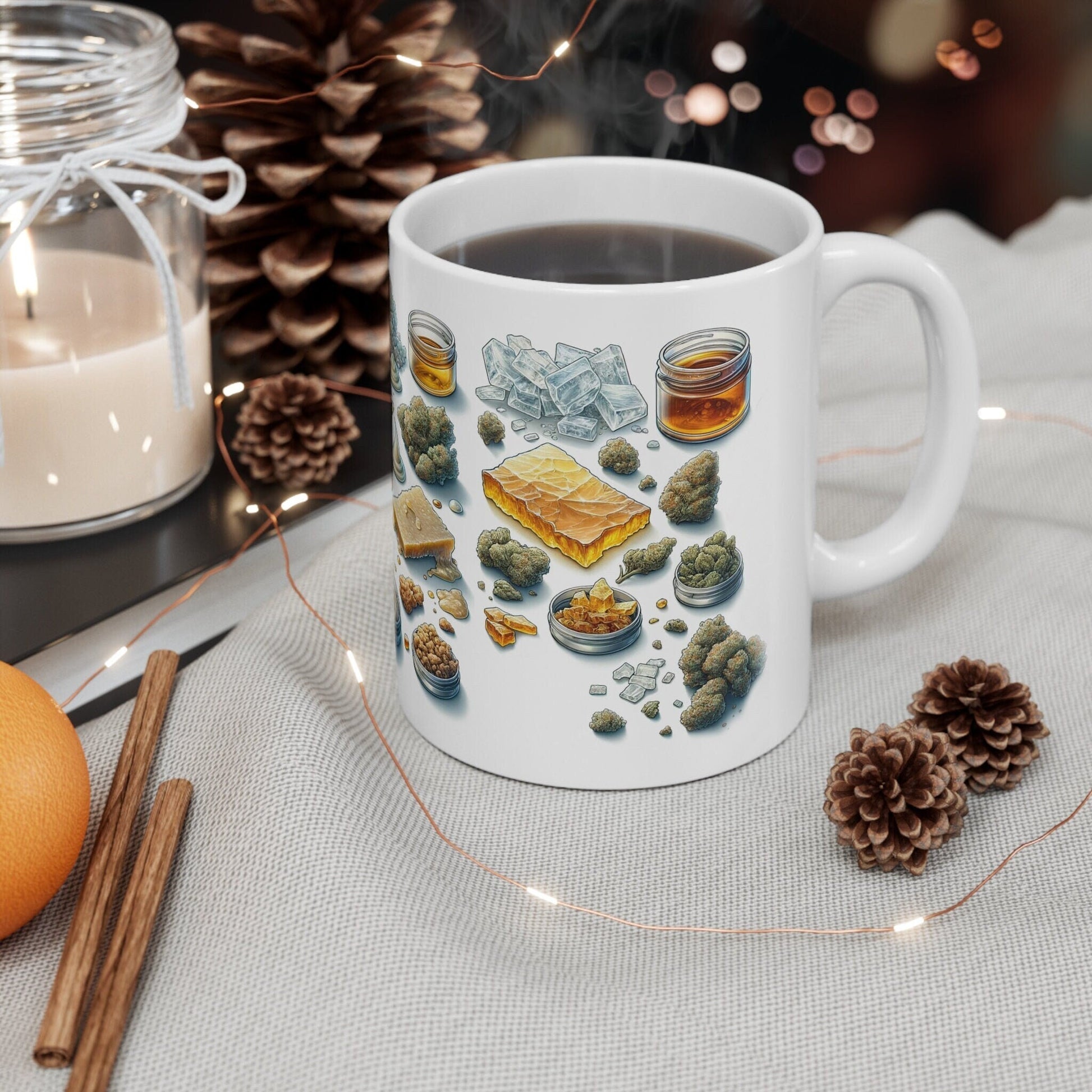 WEED and WAX - Weed Themed Coffee Mugs; Marijuana Mugs - Cannabis Decor - Gift for Smokers, Stoners; Wake and Bake Essentials
