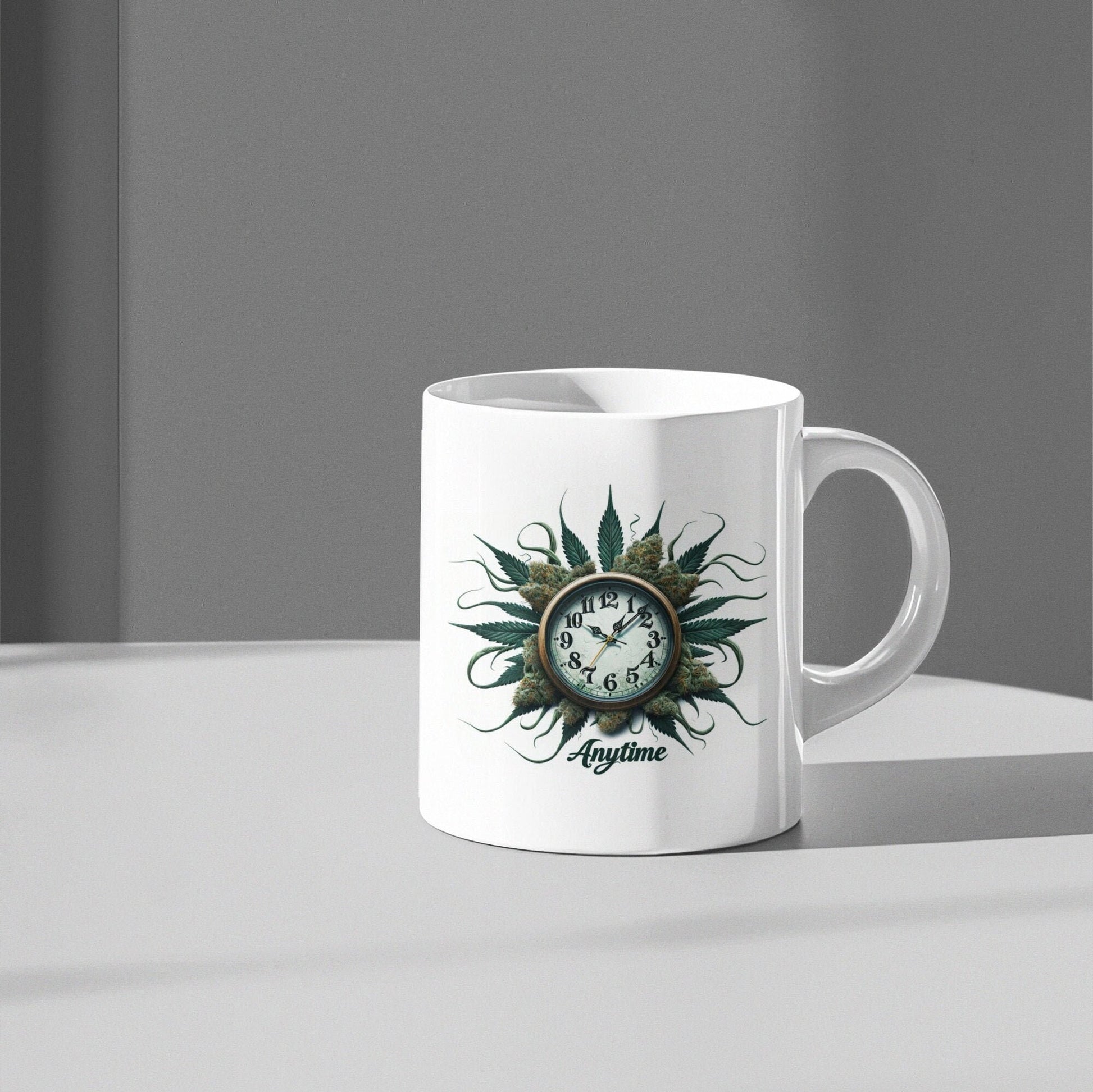 Smoke ANYTIME - Weed Themed Coffee Mugs; Marijuana Mugs- Gift for Stoners, Wake and Bake
