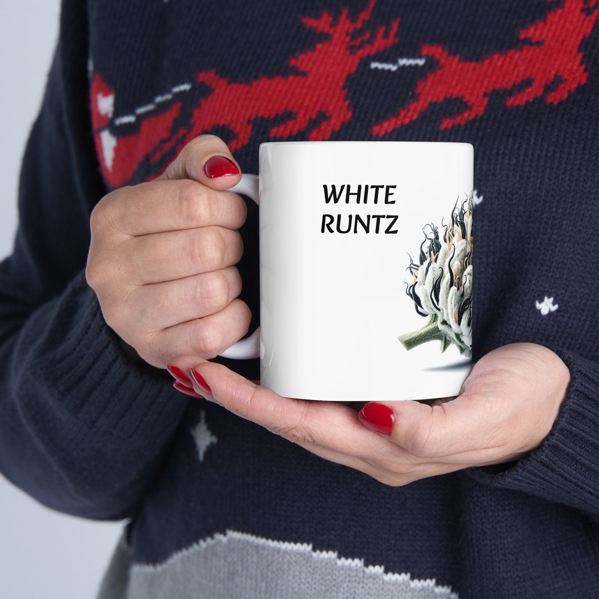 WHITE RUNTZ - Weed Coffee Mug (11oz) - Perfect Strains Gift for Smokers, Stoners, Growers; Wake and Bake Mug / 420 Weed Mug, Marijuana Gift