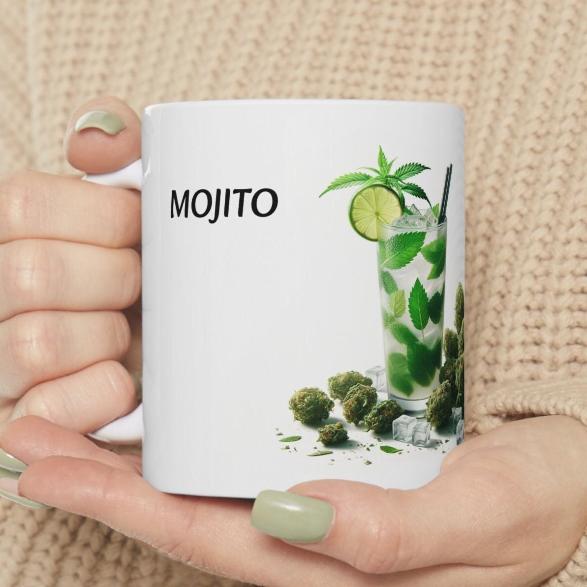 MOJITO - Weed Coffee Mug (11oz) - Perfect Strains Gift for Smokers, Stoners, Growers; Wake and Bake Mug / 420 Weed Mug, Marijuana Gift
