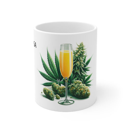 MIMOSA - Weed Coffee Mug (11oz) - Perfect Strains Gift for Smokers, Stoners, Growers; Wake and Bake Mug / 420 Weed Mug, Marijuana Gift