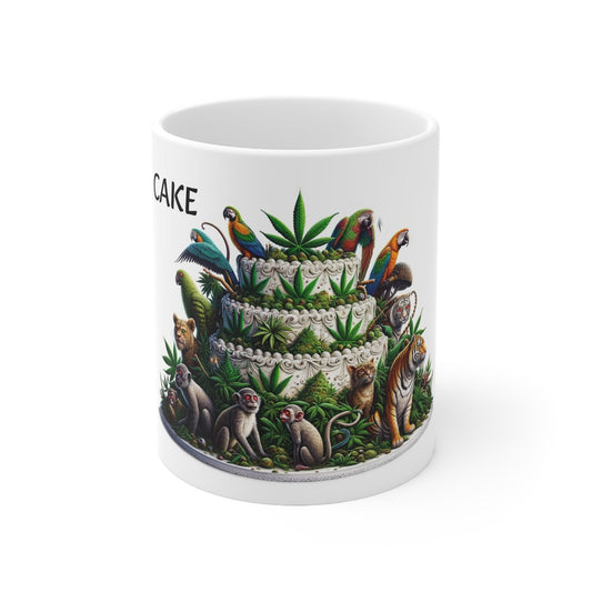 JUNGLE CAKE - Weed Coffee Mug (11oz) - Perfect Strains Gift for Smokers, Stoners, Growers; Wake and Bake Mug / 420 Weed Mug, Marijuana Gift