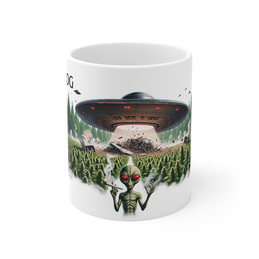 ALIEN OG - Weed Coffee Mug (11oz) - Perfect Strains Gift for Smokers, Stoners, Growers; Wake and Bake Mug / 420 Weed Mug, Marijuana Gift
