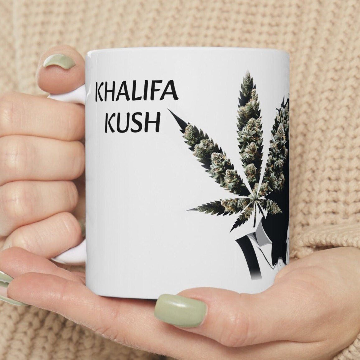 KHALIFA KUSH - Weed Coffee Mug (11oz) - Perfect Strains Gift for Smokers, Stoners, Growers; Wake and Bake Mug / 420 Weed Mug, Marijuana Gift