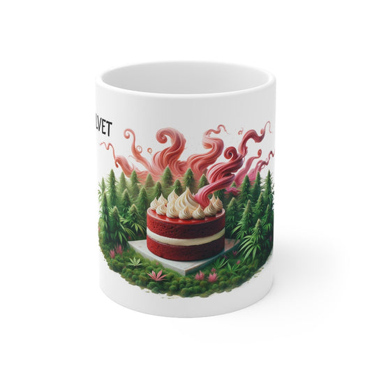 RED VELVET - Weed Coffee Mug (11oz) - Perfect Strains Gift for Smokers, Stoners, Growers; Wake and Bake Mug / 420 Weed Mug, Marijuana Gift