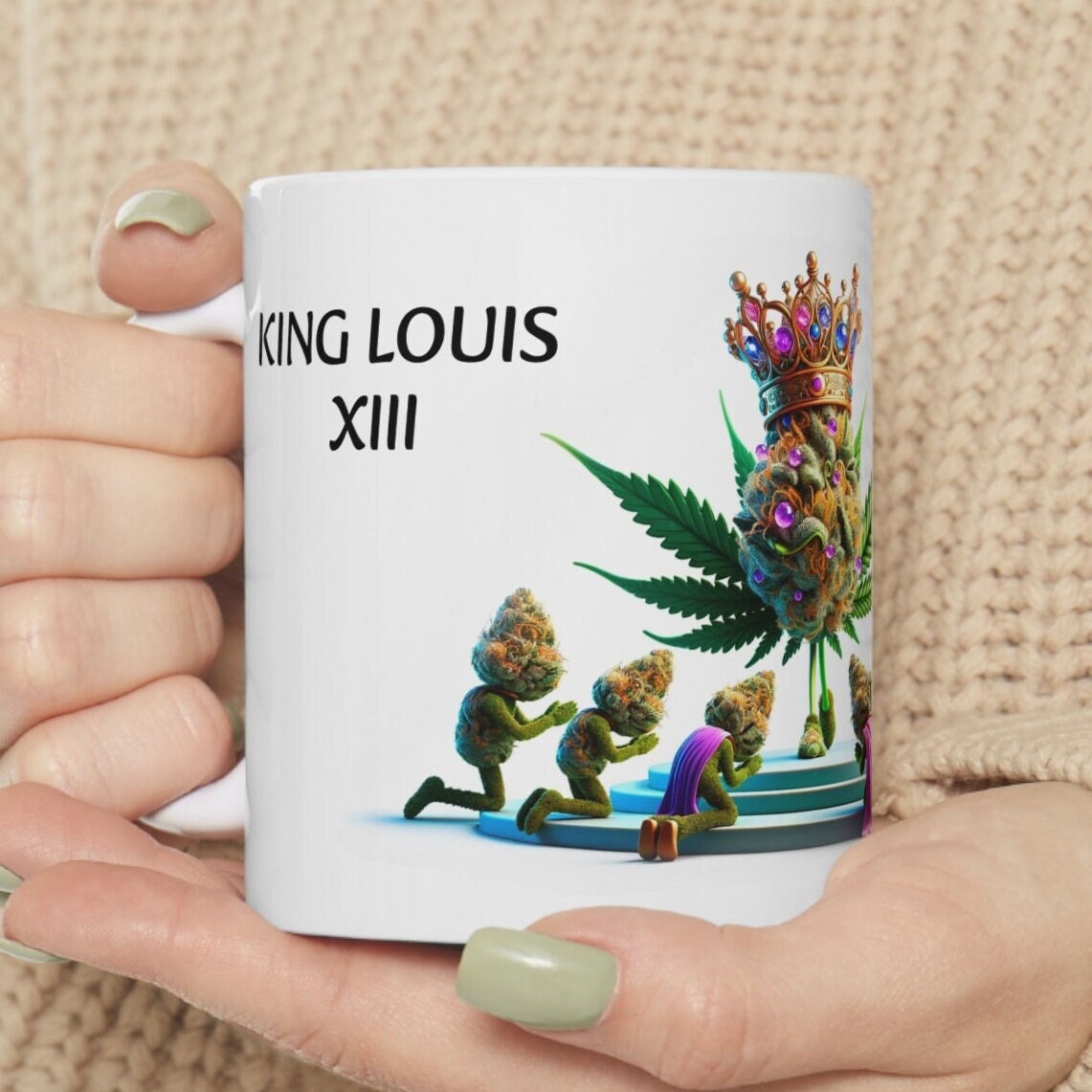 KING LOUIS XIII - Weed Coffee Mug (11oz) - Perfect Strains Gift for Smokers, Stoners, Growers; Wake and Bake / 420 Weed Mug, Marijuana Gift