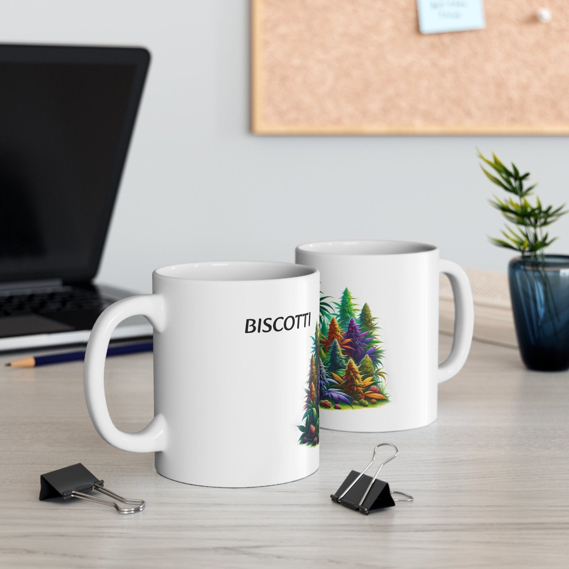 BISCOTTI - Weed Coffee Mug (11oz) - Perfect Strains Gift for Smokers, Stoners, Growers; Wake and Bake Mug / 420 Weed Mug, Marijuana Gift