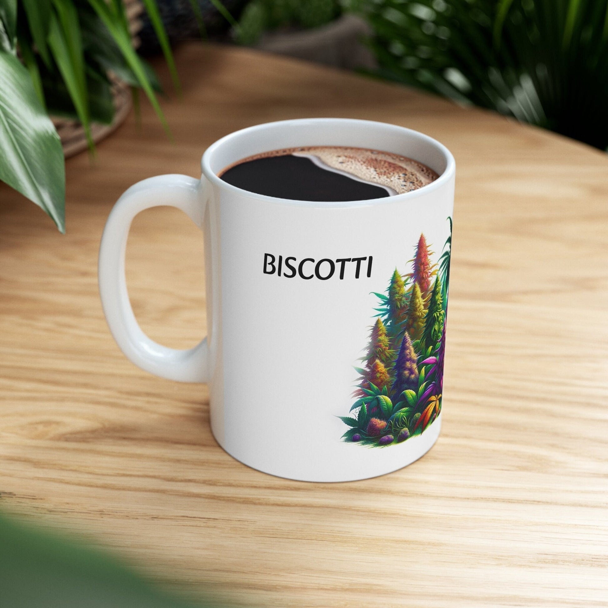 BISCOTTI - Weed Coffee Mug (11oz) - Perfect Strains Gift for Smokers, Stoners, Growers; Wake and Bake Mug / 420 Weed Mug, Marijuana Gift