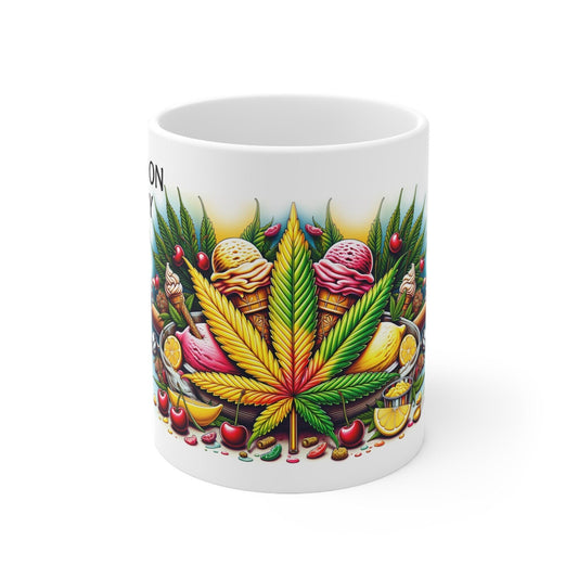 LEMON CHERRY GELATO - Weed Coffee Mug (11oz) - Perfect Strains Gift for Smokers, Stoner, Growers; Wake & Bake / 420 Weed Mug, Marijuana Gift