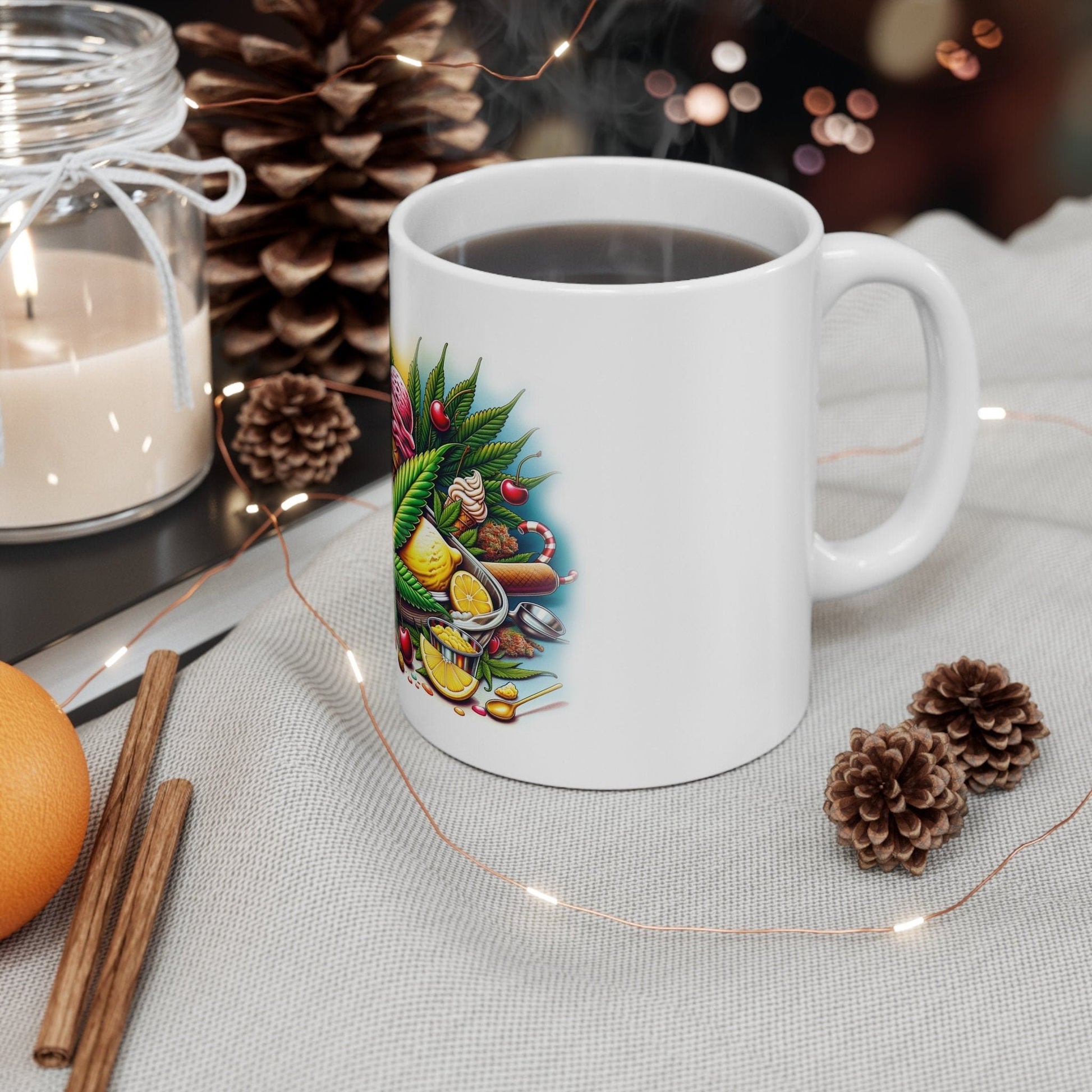 LEMON CHERRY GELATO - Weed Coffee Mug (11oz) - Perfect Strains Gift for Smokers, Stoner, Growers; Wake & Bake / 420 Weed Mug, Marijuana Gift