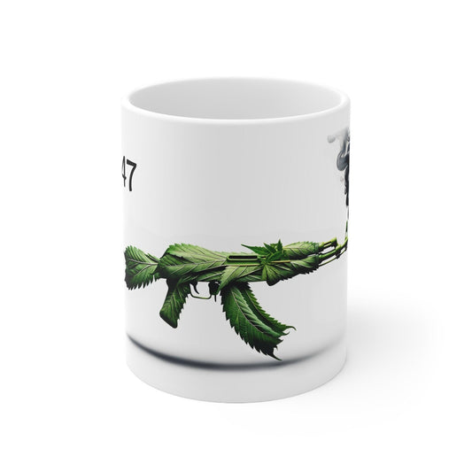 AK47 - Weed Coffee Mug (11oz) - Perfect Gift for Smokers, Stoners, Growers; Wake and Bake Mug / 420 Weed Mug, Marijuana Gift