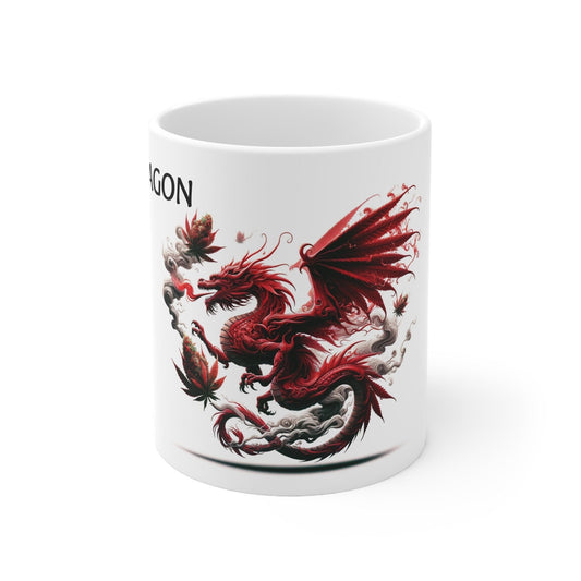 RED DRAGON - Weed Coffee Mug (11oz) - Perfect Strains Gift for Smokers, Stoners, Growers; Wake and Bake Mug / 420 Weed Mug, Marijuana Gift