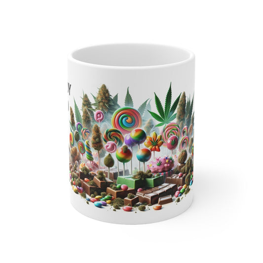 CANDY LAND - Weed Coffee Mug (11oz) - Perfect Strains Gift for Smokers, Stoners, Growers; Wake & Bake Mug / 420 Weed Mug, Marijuana Gift