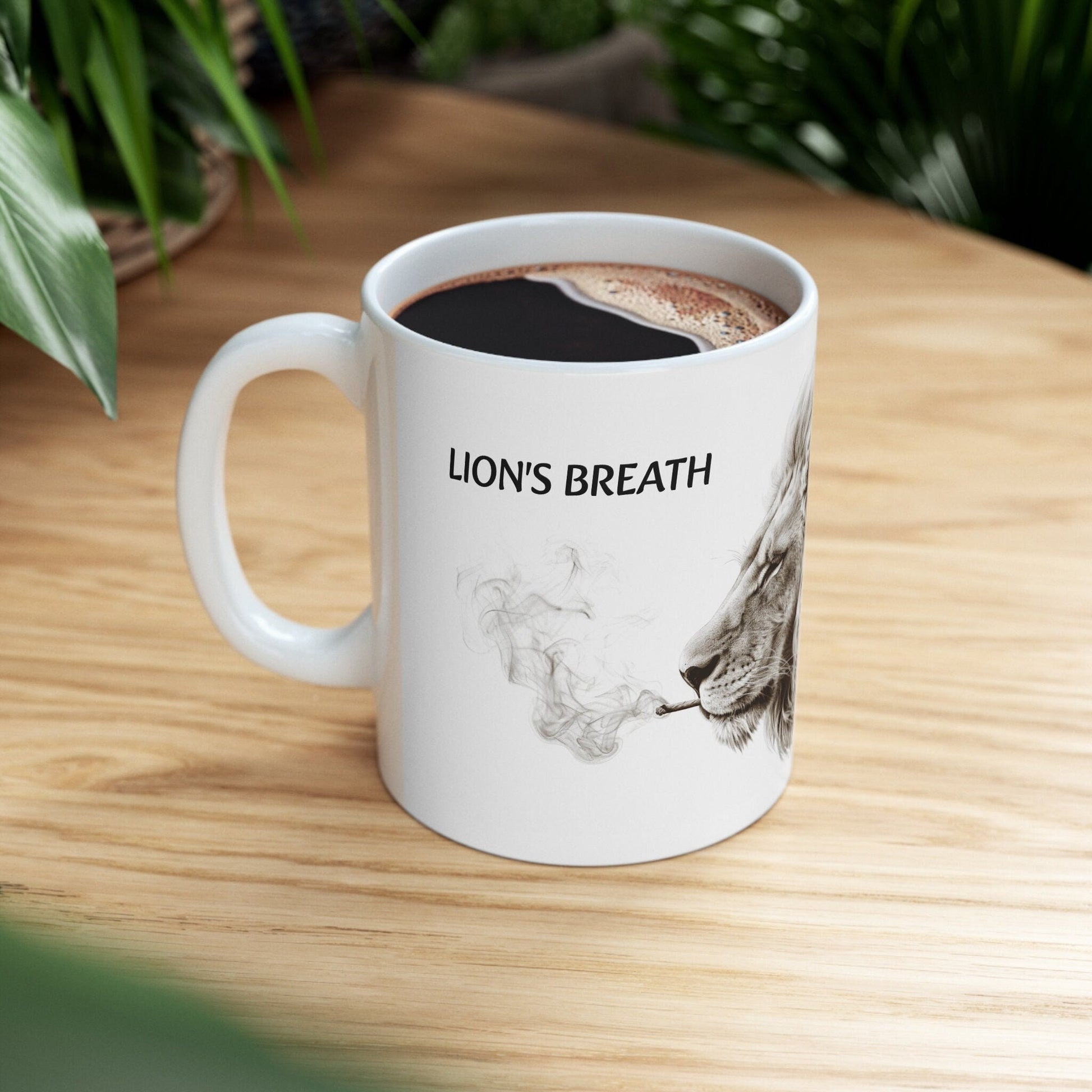 LION&#39;S BREATH - Weed Coffee Mug (11oz) - Perfect Strains Gift for Smokers, Stoners, Growers; Wake & Bake Mug / 420 Weed Mug, Marijuana Gift