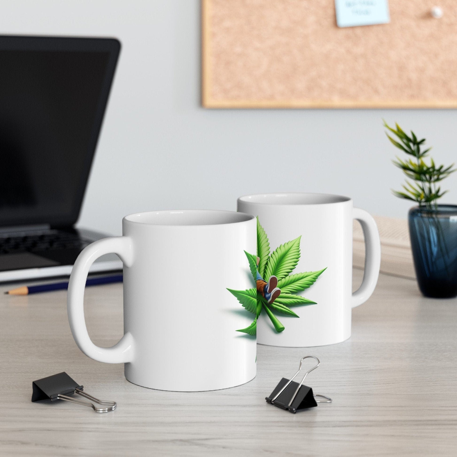 GUY on WEED LEAF - 420 Coffee Weed Mug (11oz) - Weed Gift for Stoners, Smoker; Wake & Bake Mug / 420 Weed Mug / Marijuana Gift, Cannabis Mug