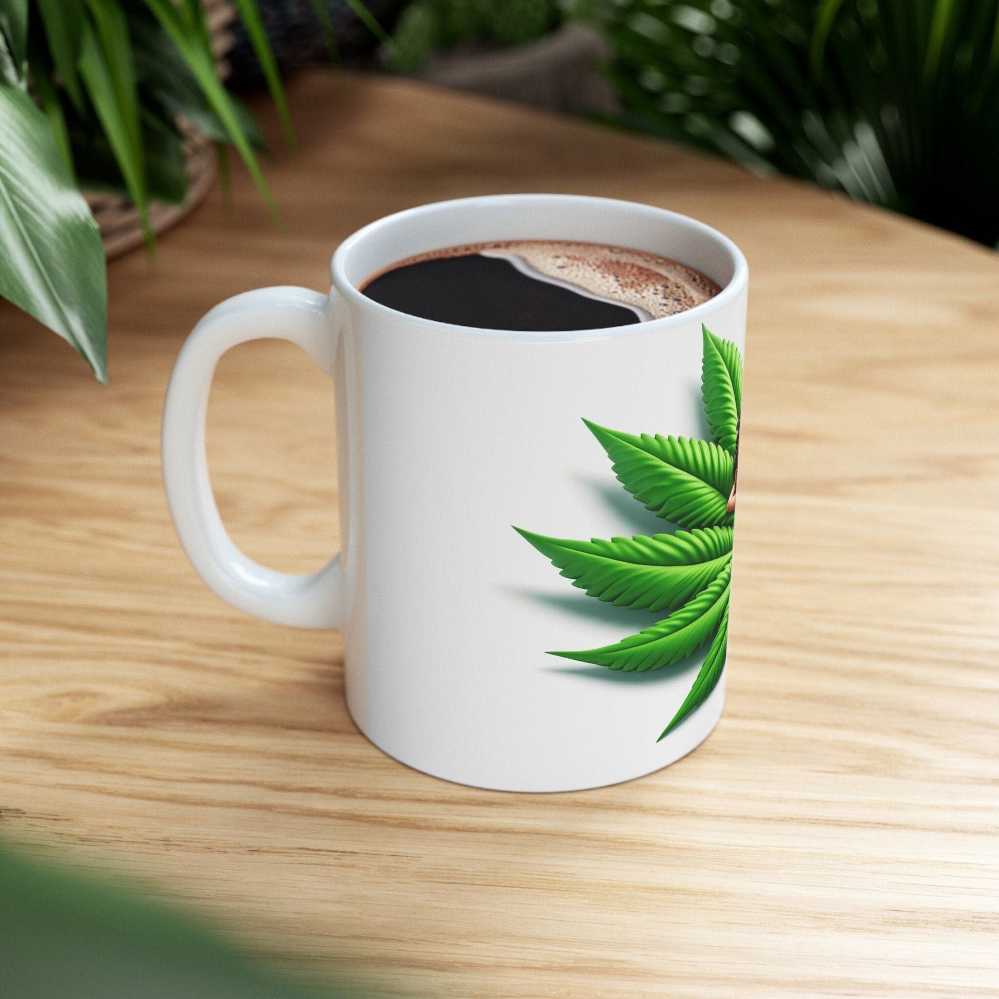 GUY on WEED LEAF - 420 Coffee Weed Mug (11oz) - Weed Gift for Stoners, Smoker; Wake & Bake Mug / 420 Weed Mug / Marijuana Gift, Cannabis Mug