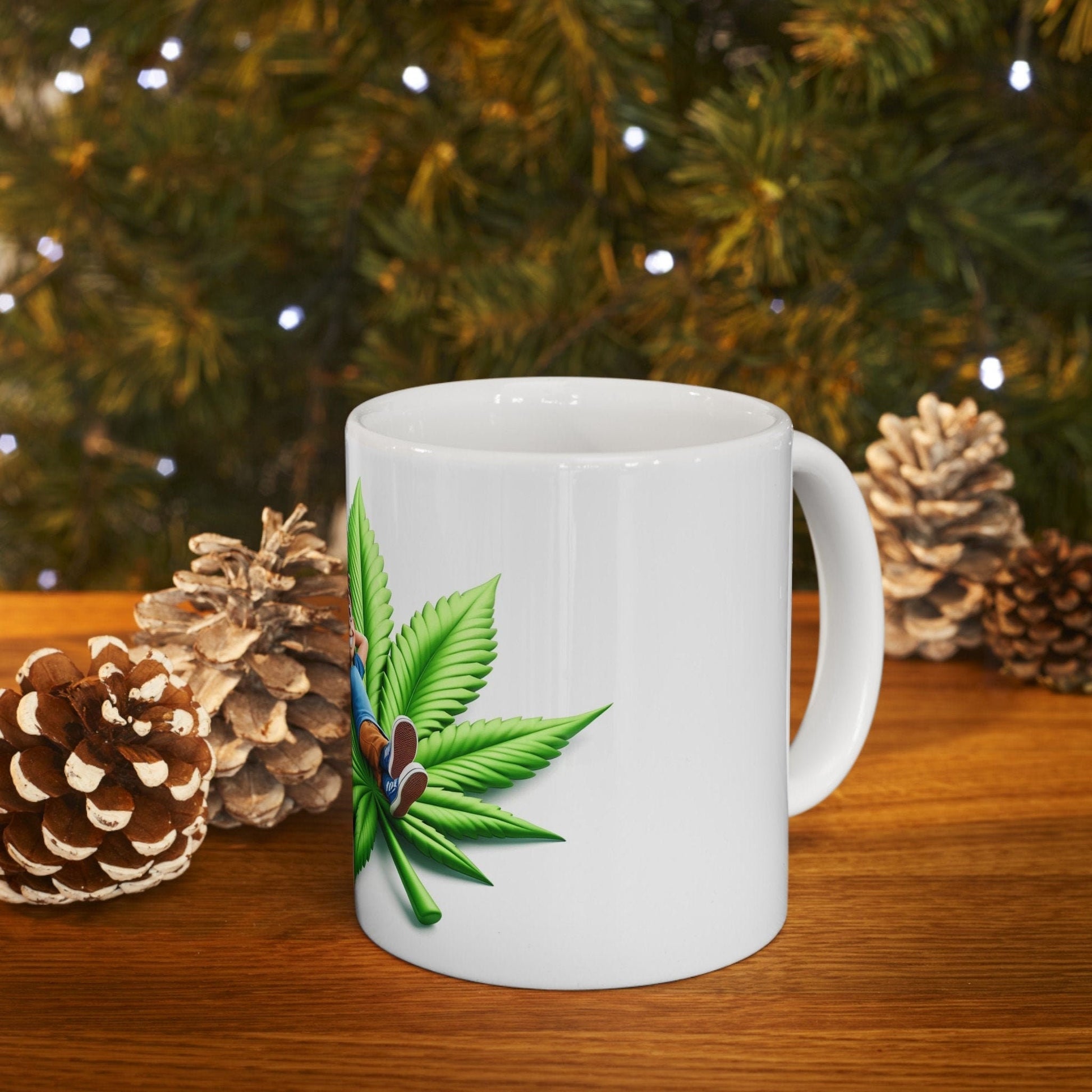 GUY on WEED LEAF - 420 Coffee Weed Mug (11oz) - Weed Gift for Stoners, Smoker; Wake & Bake Mug / 420 Weed Mug / Marijuana Gift, Cannabis Mug