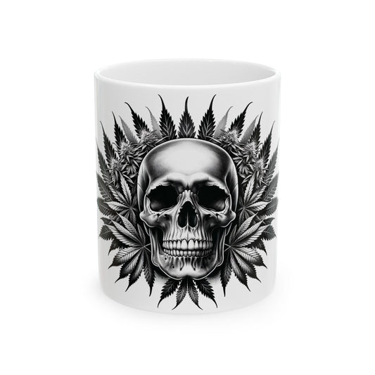 420 WEED SKULL MUG - Coffee Weed Mug (11oz) - Weed Gift for Stoners, Smokers; Wake & Bake Mug / 420 Weed Mug / Marijuana Gift, Cannabis Mug