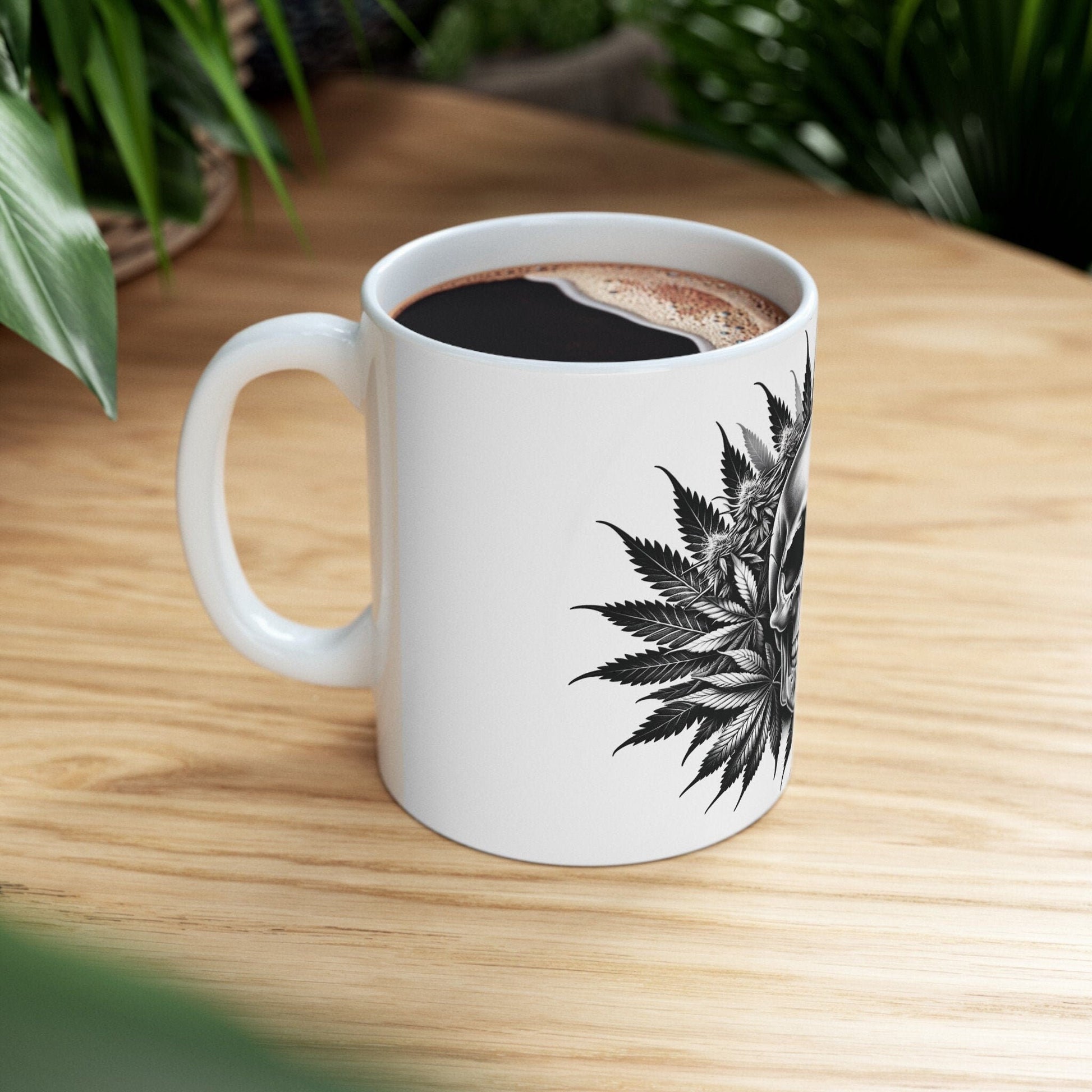 420 WEED SKULL MUG - Coffee Weed Mug (11oz) - Weed Gift for Stoners, Smokers; Wake & Bake Mug / 420 Weed Mug / Marijuana Gift, Cannabis Mug