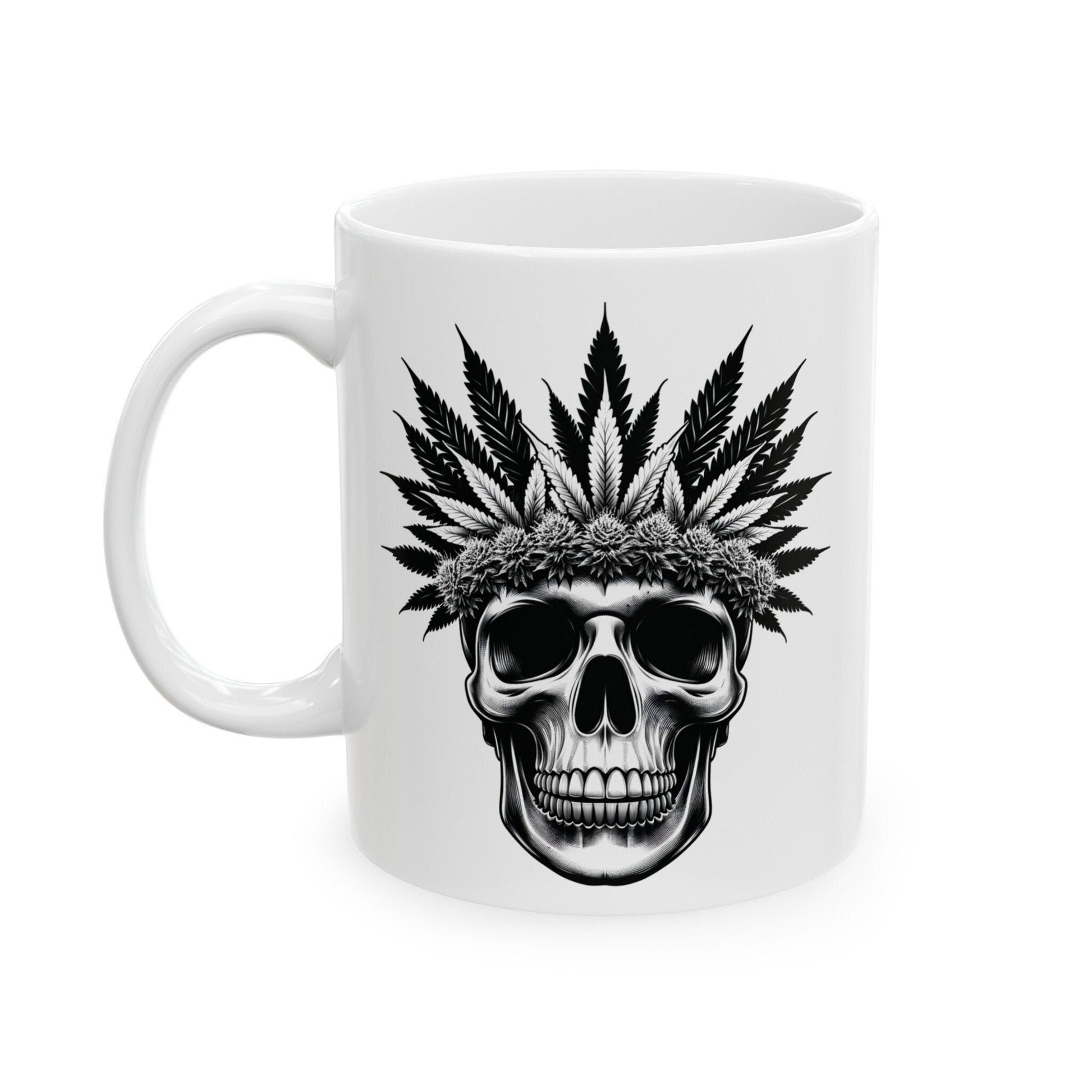420 WEED SKULL MUG - Coffee Weed Mug (11oz) - Weed Gift for Stoners, Smokers; Wake & Bake Mug / 420 Weed Mug / Marijuana Gift, Cannabis Mug