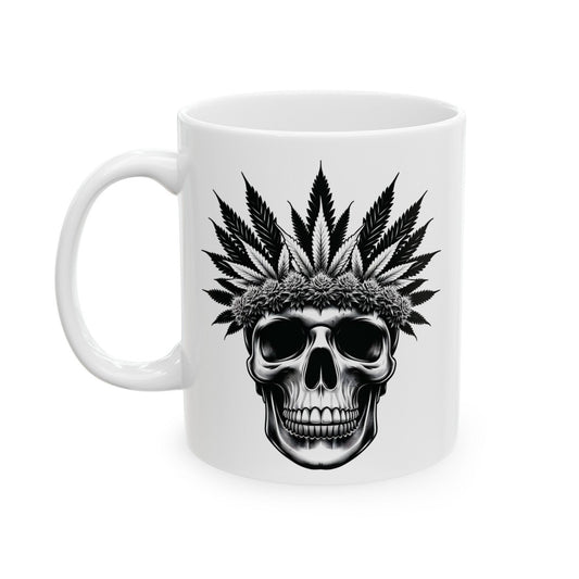 420 WEED SKULL MUG - Coffee Weed Mug (11oz) - Weed Gift for Stoners, Smokers; Wake & Bake Mug / 420 Weed Mug / Marijuana Gift, Cannabis Mug