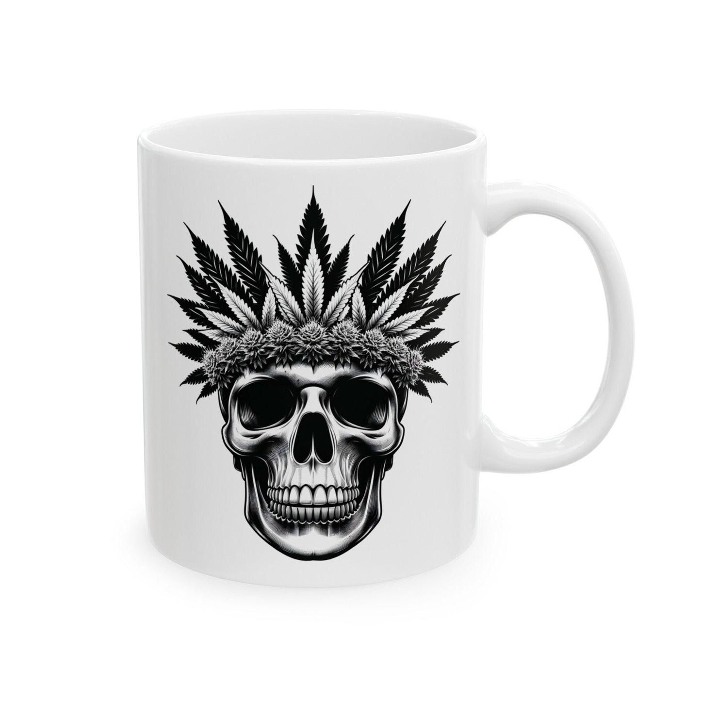 420 WEED SKULL MUG - Coffee Weed Mug (11oz) - Weed Gift for Stoners, Smokers; Wake & Bake Mug / 420 Weed Mug / Marijuana Gift, Cannabis Mug