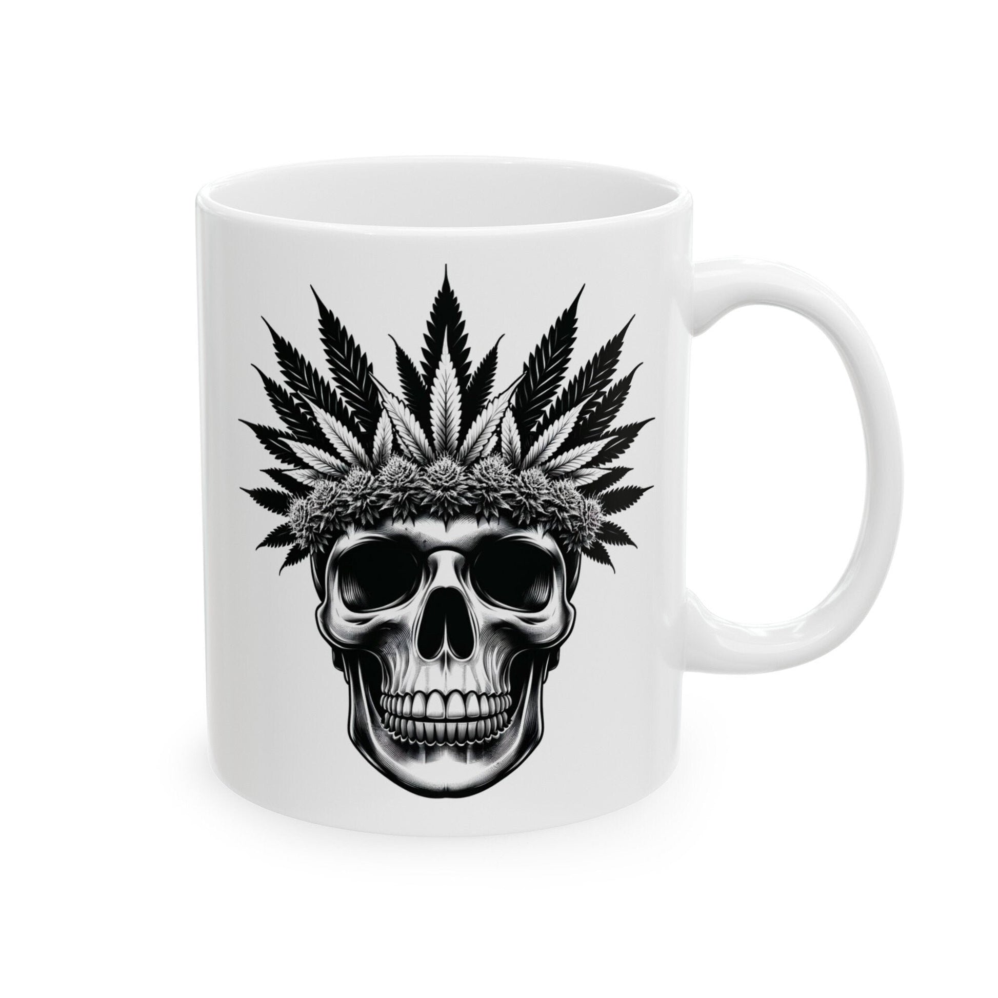 420 WEED SKULL MUG - Coffee Weed Mug (11oz) - Weed Gift for Stoners, Smokers; Wake & Bake Mug / 420 Weed Mug / Marijuana Gift, Cannabis Mug