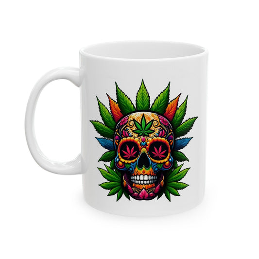 420 DAY OF DAY Skull - Coffee Weed Mug (11oz) - Weed Gift for Stoners, Smoker; Wake & Bake Mug / 420 Weed Mug / Marijuana Gift, Cannabis Mug