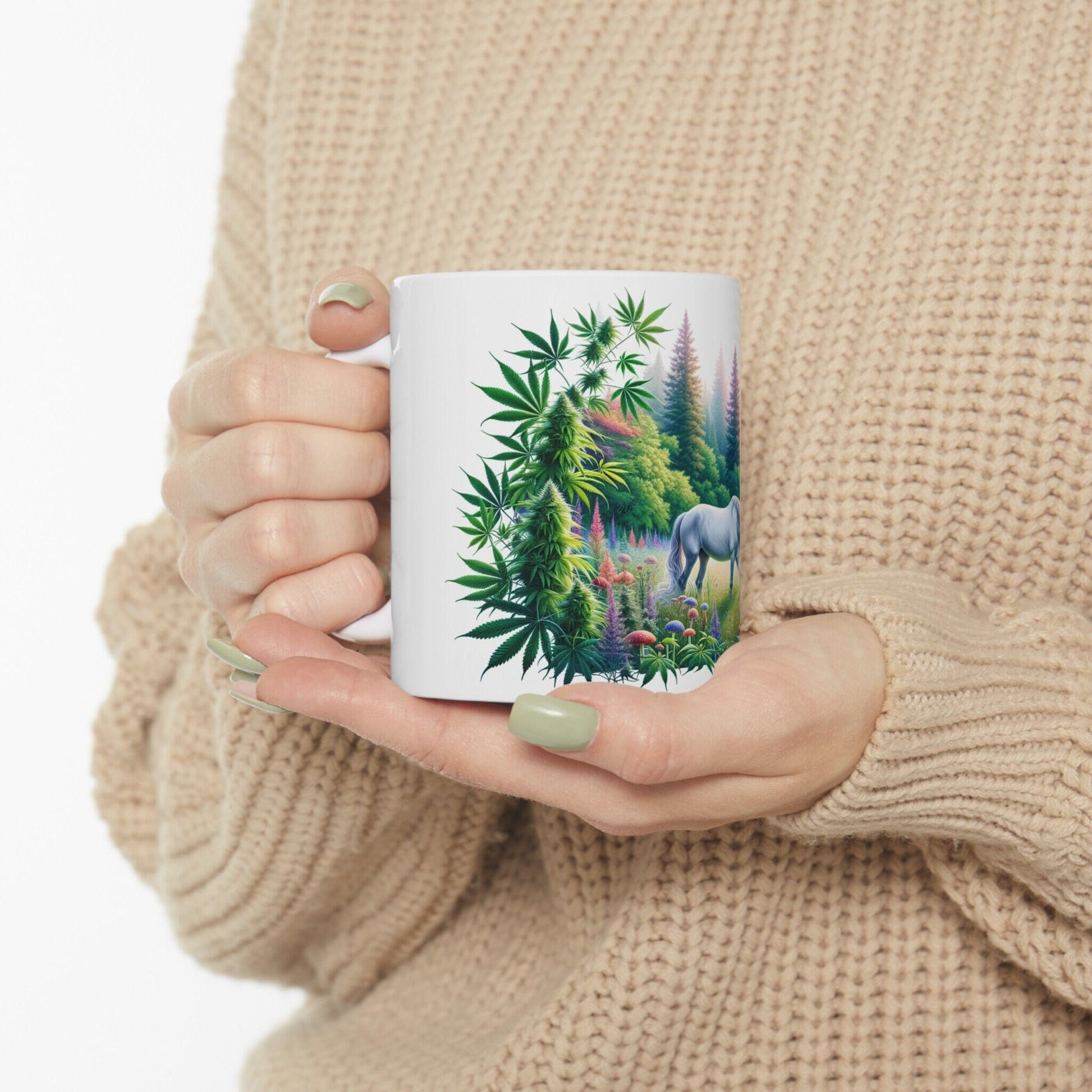 GRAZING 420 UNICORN - Coffee Weed Mug (11oz) - Weed Gift for Stoners, Smokers; Wake & Bake Mug / 420 Weed Mug / Marijuana Gift, Cannabis Mug