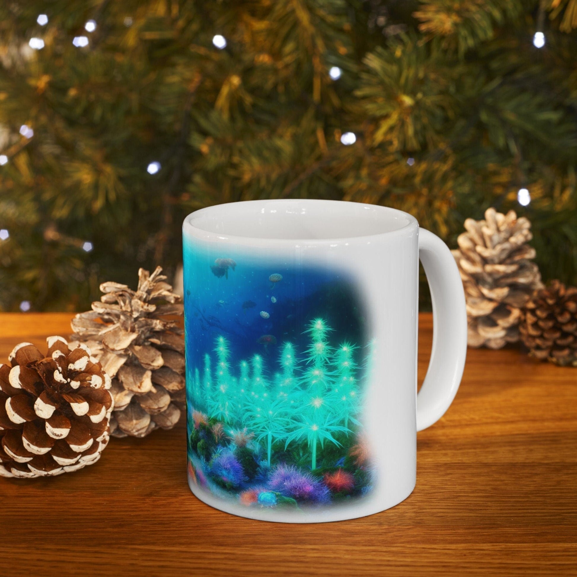UNDERWATER 420 MERMAID - Coffee Weed Mug (11oz) - Weed Stoner Gift, Smokers; Wake and Bake Mug / 420 Weed Mug / Marijuana Gift, Cannabis Mug