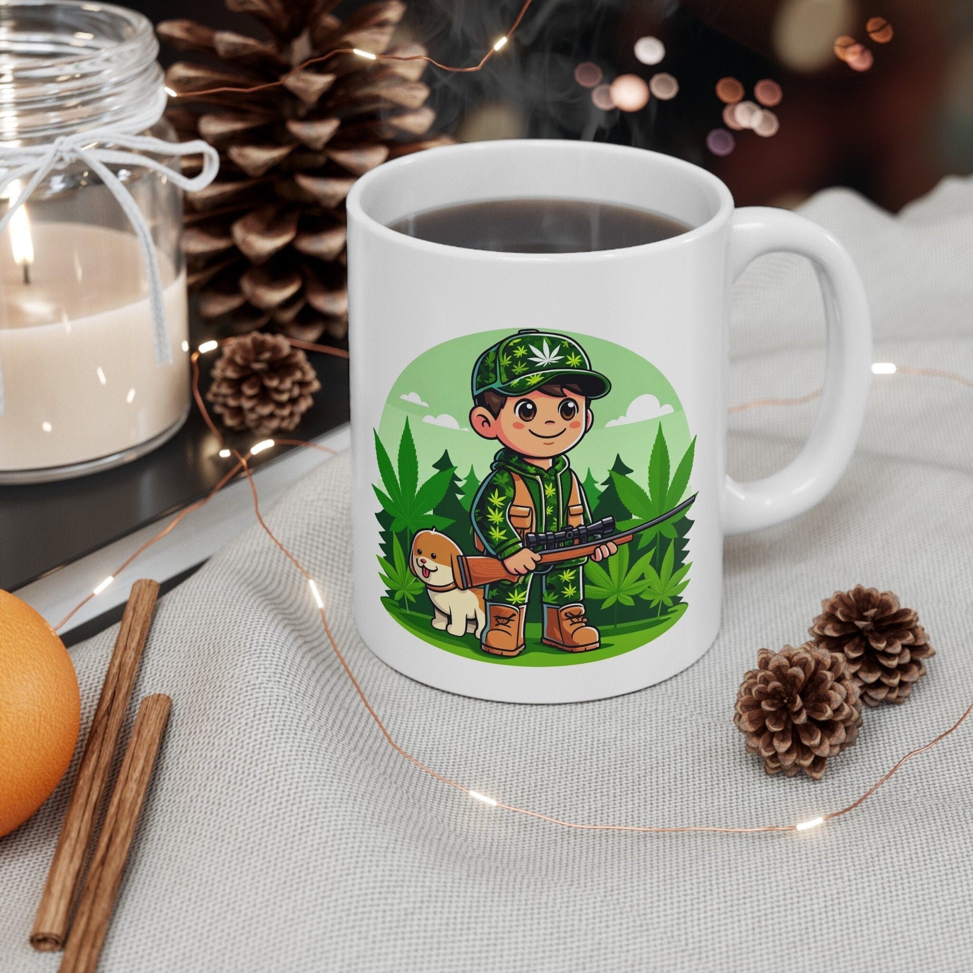 420 HUNTER MUG - Coffee Weed Mug (11oz) - Weed Gift for Stoners; Smokers, Wake & Bake Mug / 420 Weed Mug / Marijuana Gift, 420 Cannabis Mug