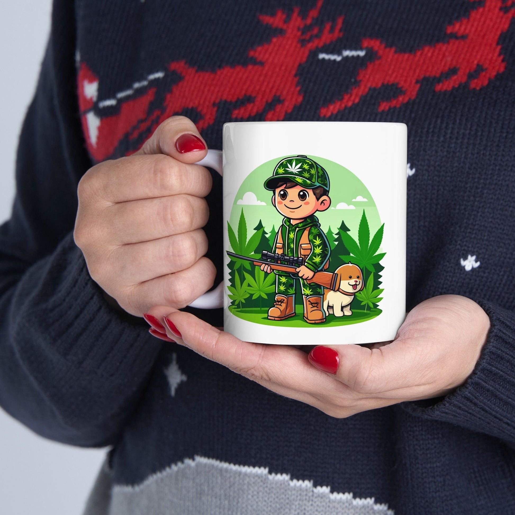 420 HUNTER MUG - Coffee Weed Mug (11oz) - Weed Gift for Stoners; Smokers, Wake & Bake Mug / 420 Weed Mug / Marijuana Gift, 420 Cannabis Mug