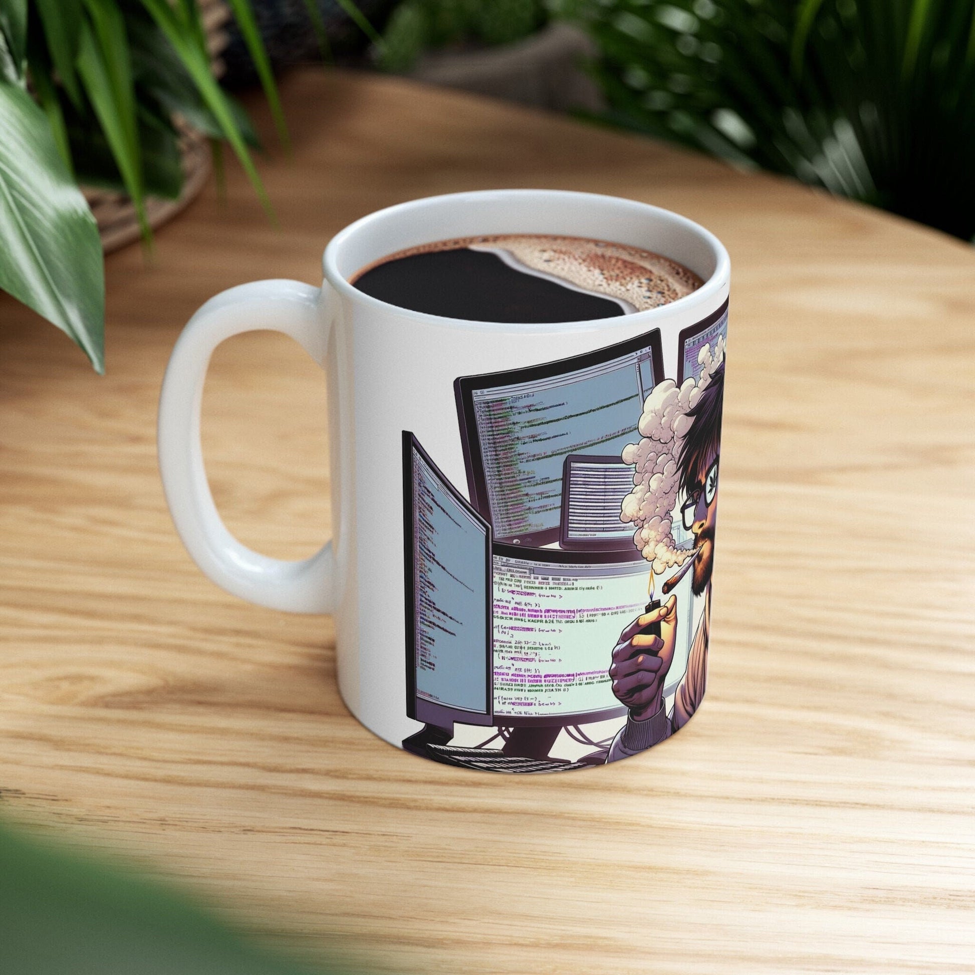 420 HACKER MUG - Coffee Weed Mug (11oz) - Weed Stoner Gift, Smokers; Wake & Bake Mug / 420 Mug / Marijuana Gift, Cannabis Mug, Nerd/Geek Mug