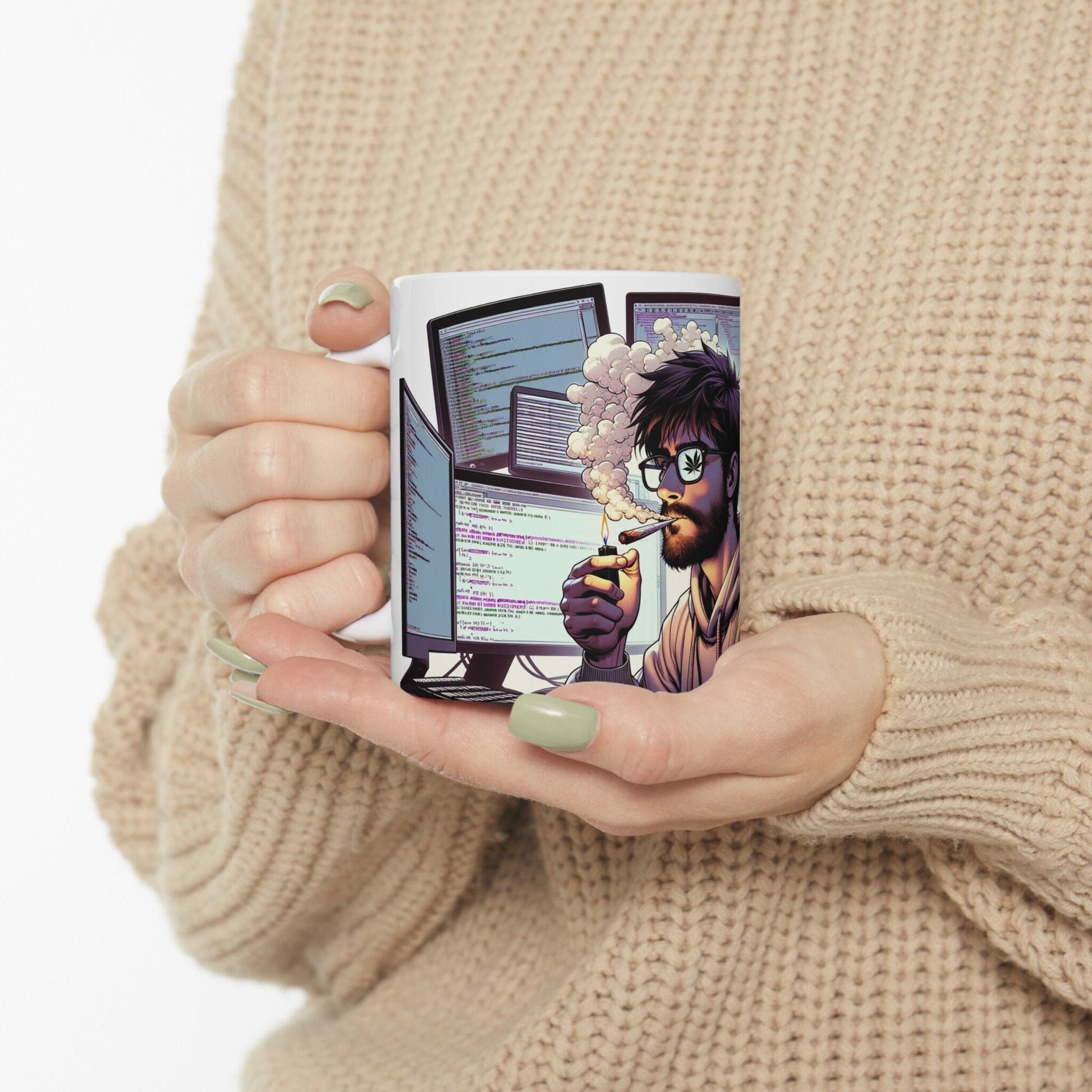420 HACKER MUG - Coffee Weed Mug (11oz) - Weed Stoner Gift, Smokers; Wake & Bake Mug / 420 Mug / Marijuana Gift, Cannabis Mug, Nerd/Geek Mug