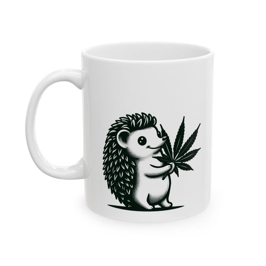CUTE HEDGEHOG - 420 Coffee Weed Mug (11oz) - Weed Gift for Stoners, Smokers; Wake & Bake Mug / 420 Weed Mug / Marijuana Gift, Cannabis Mug