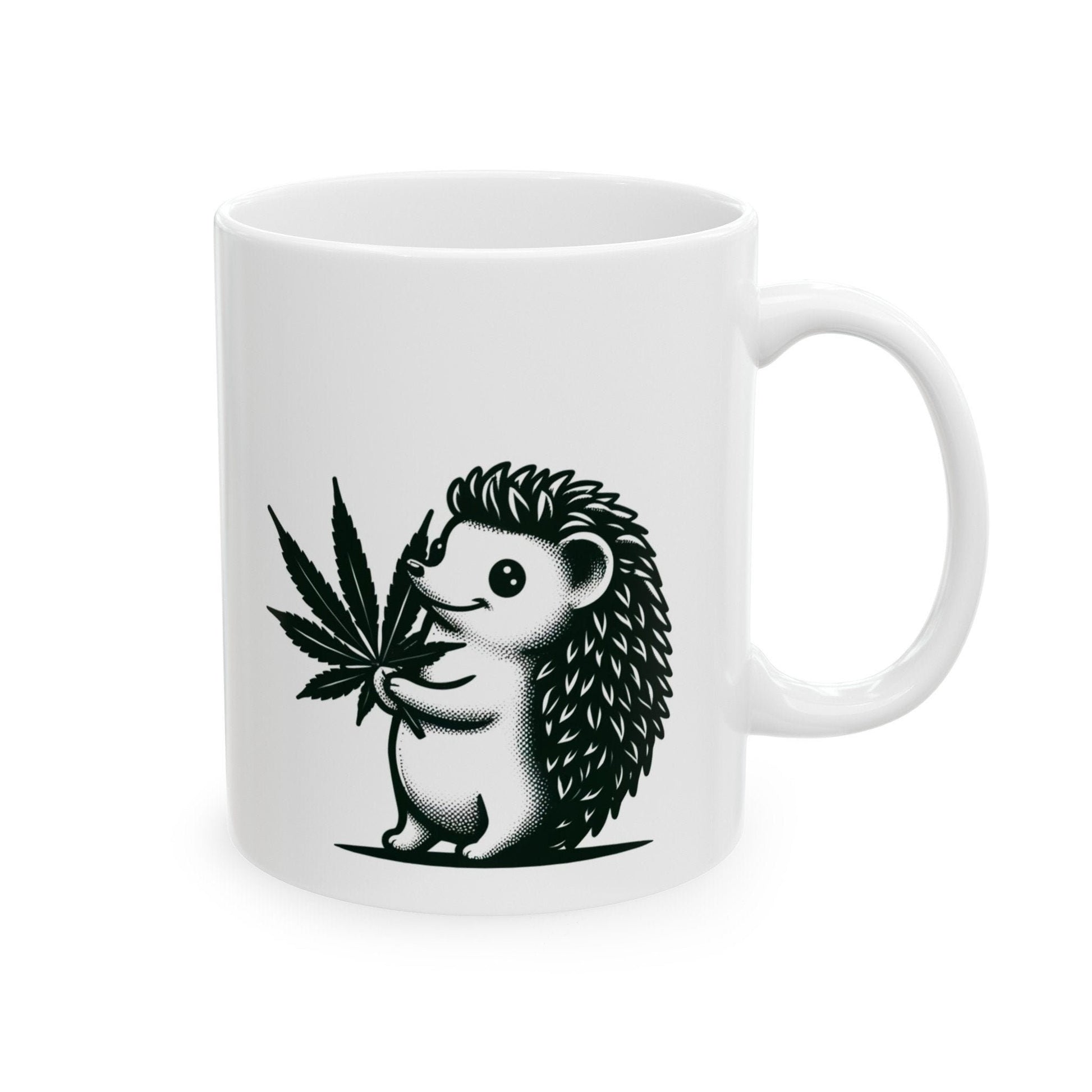 CUTE HEDGEHOG - 420 Coffee Weed Mug (11oz) - Weed Gift for Stoners, Smokers; Wake & Bake Mug / 420 Weed Mug / Marijuana Gift, Cannabis Mug