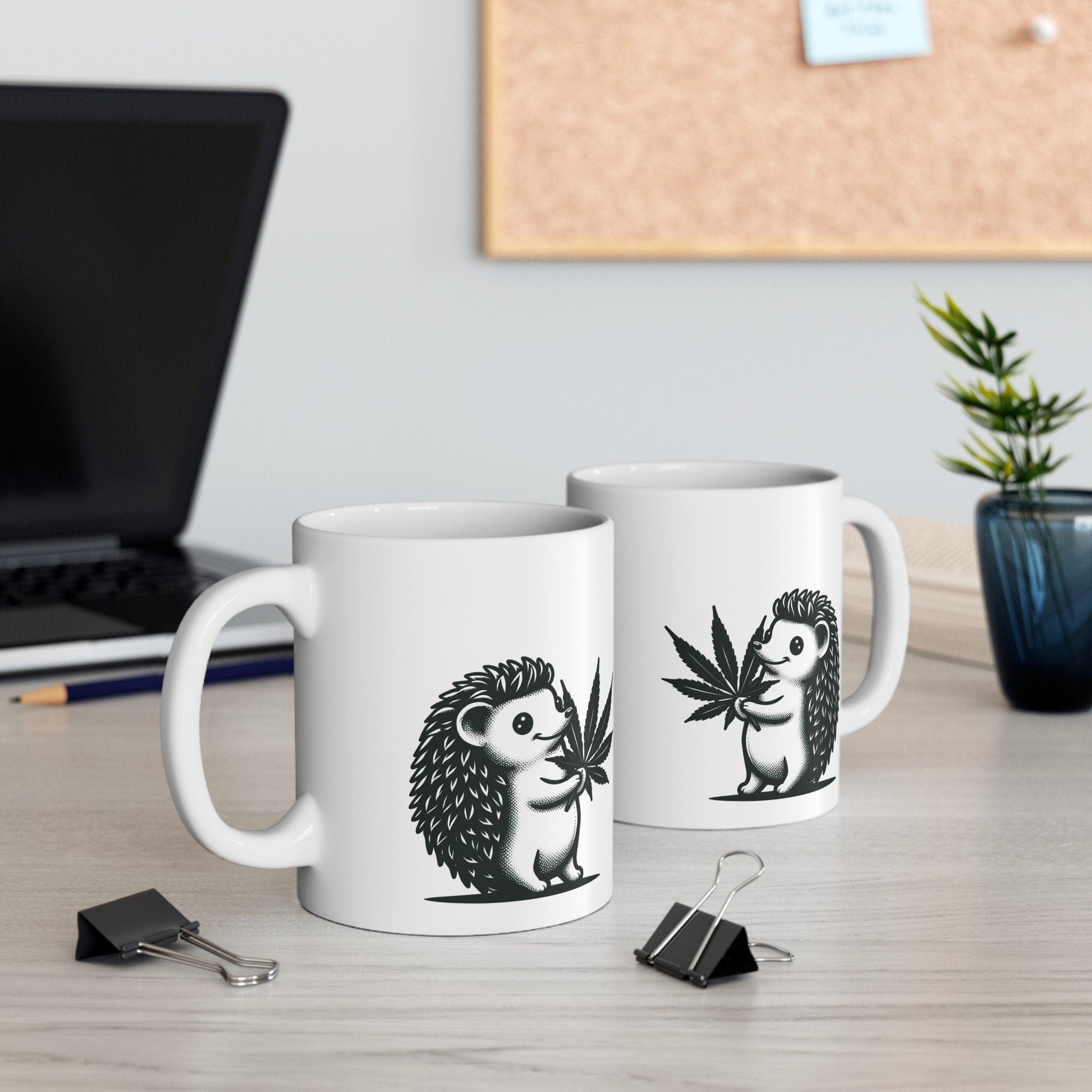 CUTE HEDGEHOG - 420 Coffee Weed Mug (11oz) - Weed Gift for Stoners, Smokers; Wake & Bake Mug / 420 Weed Mug / Marijuana Gift, Cannabis Mug