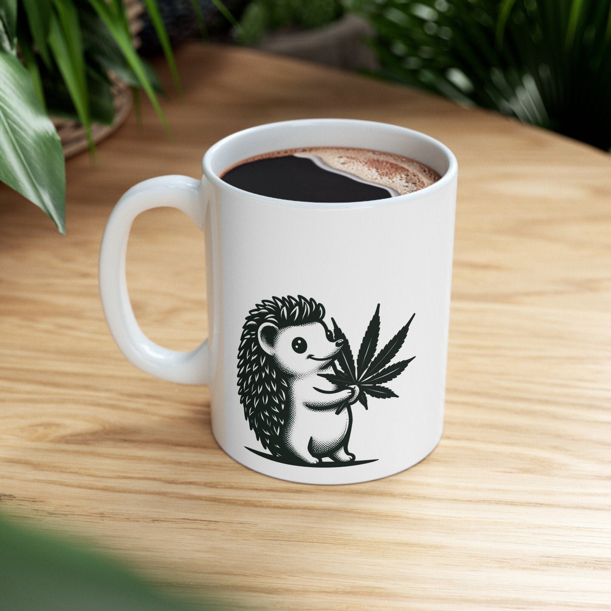CUTE HEDGEHOG - 420 Coffee Weed Mug (11oz) - Weed Gift for Stoners, Smokers; Wake & Bake Mug / 420 Weed Mug / Marijuana Gift, Cannabis Mug