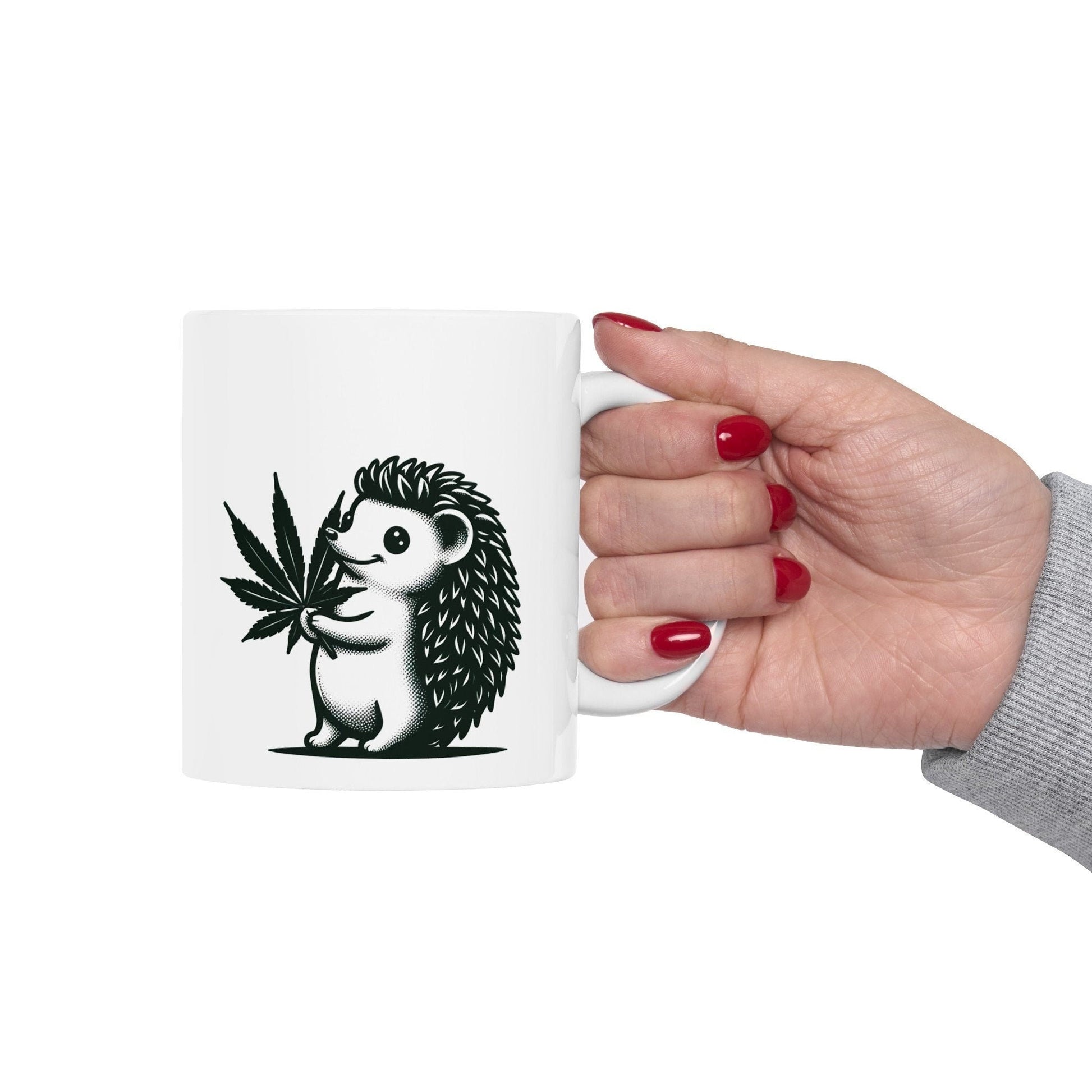 CUTE HEDGEHOG - 420 Coffee Weed Mug (11oz) - Weed Gift for Stoners, Smokers; Wake & Bake Mug / 420 Weed Mug / Marijuana Gift, Cannabis Mug