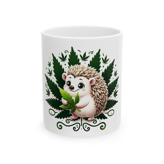 WEED HEDGEHOG MUG - Coffee Weed Mug (11oz) - Weed Stoner Gift, Smokers; Wake and Bake Mug / 420 Weed Mug / Marijuana Gift, 420 Cannabis Mug