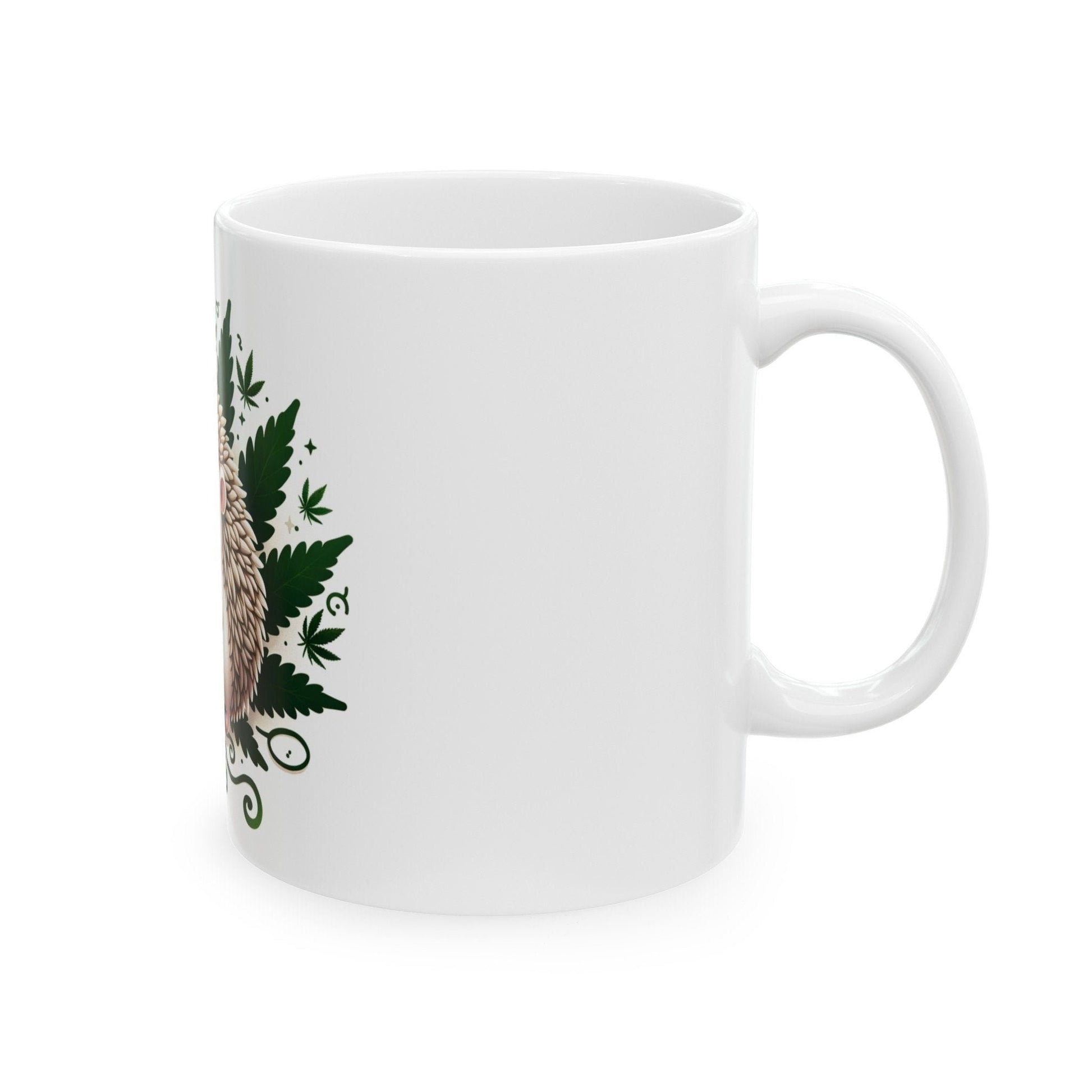 WEED HEDGEHOG MUG - Coffee Weed Mug (11oz) - Weed Stoner Gift, Smokers; Wake and Bake Mug / 420 Weed Mug / Marijuana Gift, 420 Cannabis Mug
