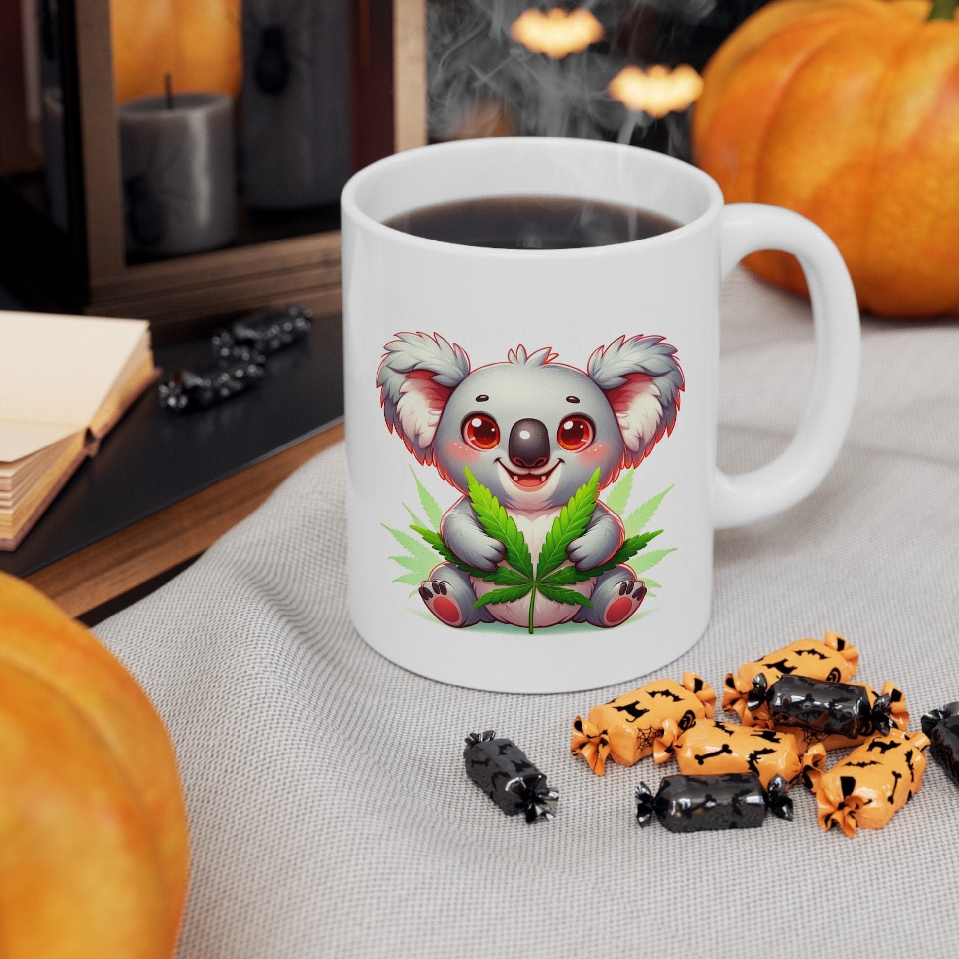CUTE WEED KOALA - Coffee Weed Mug (11oz) - Weed Gift for Stoners; Smokers, Wake & Bake Mug / 420 Weed Mug / Marijuana Gift, 420 Cannabis Mug