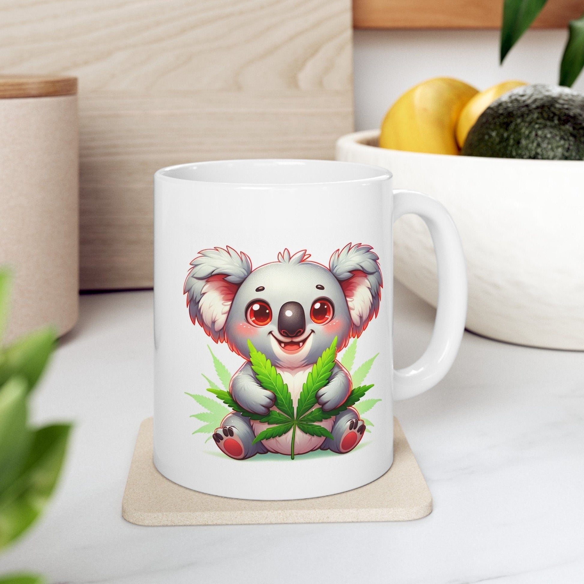 CUTE WEED KOALA - Coffee Weed Mug (11oz) - Weed Gift for Stoners; Smokers, Wake & Bake Mug / 420 Weed Mug / Marijuana Gift, 420 Cannabis Mug