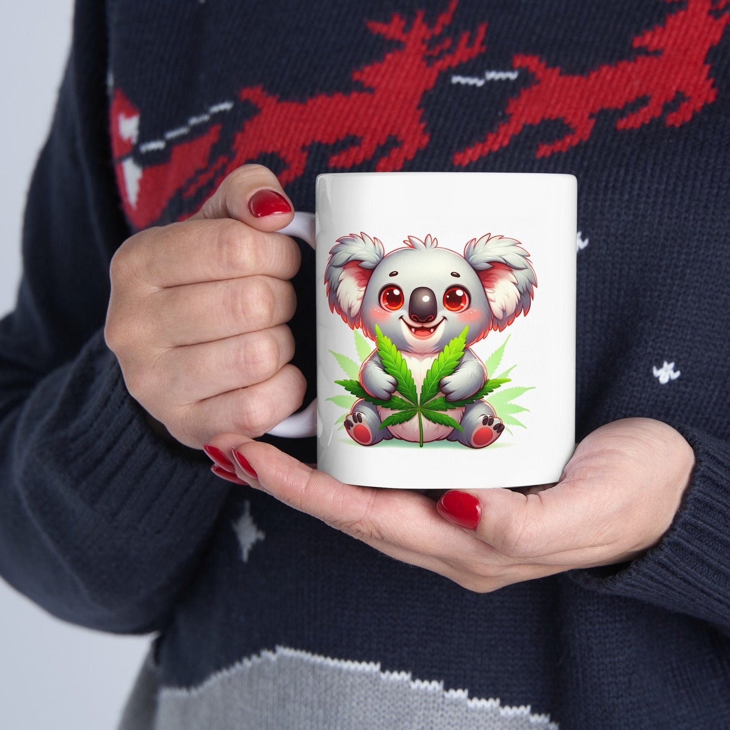 CUTE WEED KOALA - Coffee Weed Mug (11oz) - Weed Gift for Stoners; Smokers, Wake & Bake Mug / 420 Weed Mug / Marijuana Gift, 420 Cannabis Mug