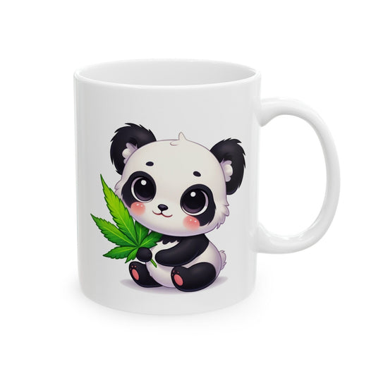CUTE WEED PANDA - Coffee Weed Mug (11oz) - Weed Gift for Stoners, Smoker; Wake & Bake Mug / 420 Weed Mug / Marijuana Gift, 420 Cannabis Mug
