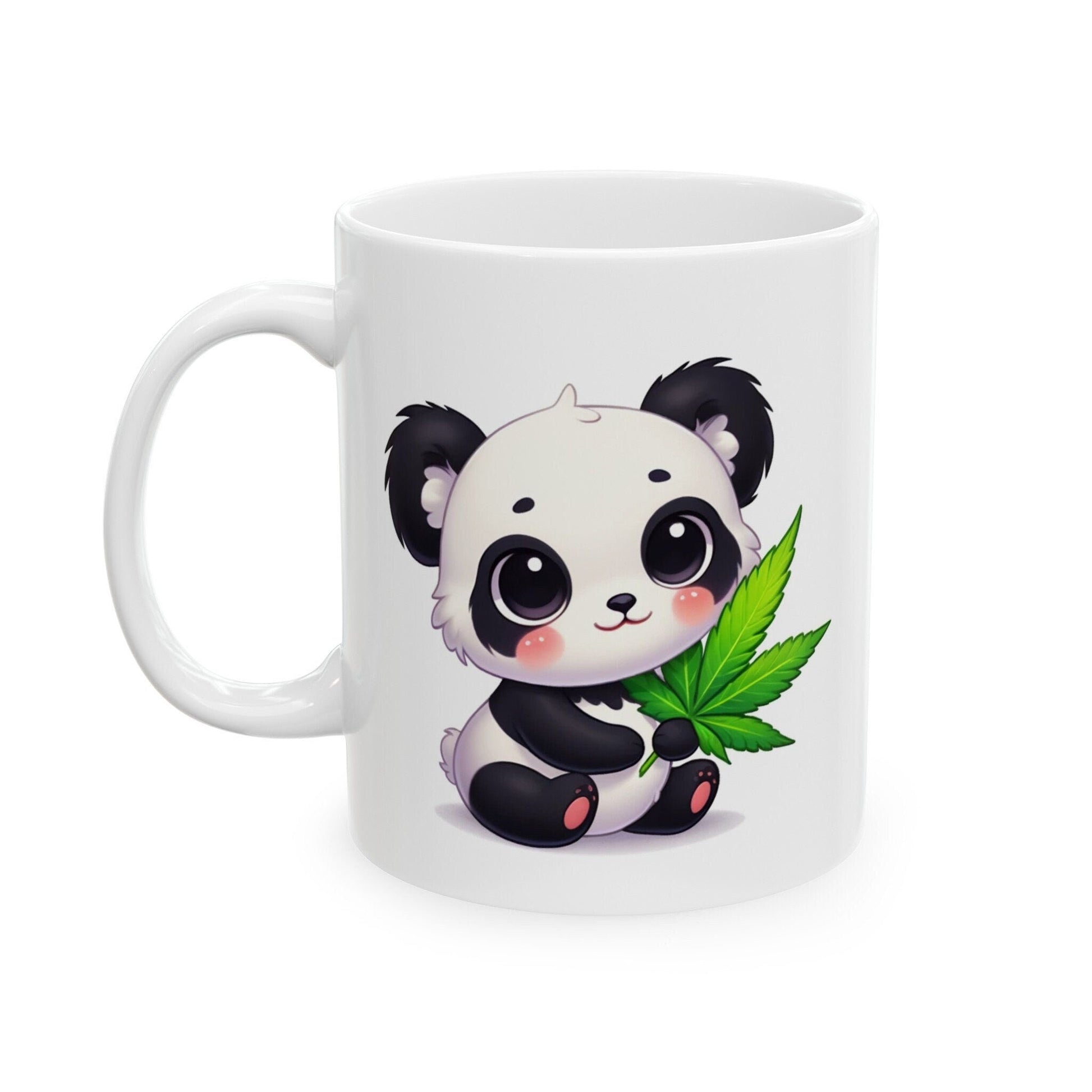 CUTE WEED PANDA - Coffee Weed Mug (11oz) - Weed Gift for Stoners, Smoker; Wake & Bake Mug / 420 Weed Mug / Marijuana Gift, 420 Cannabis Mug