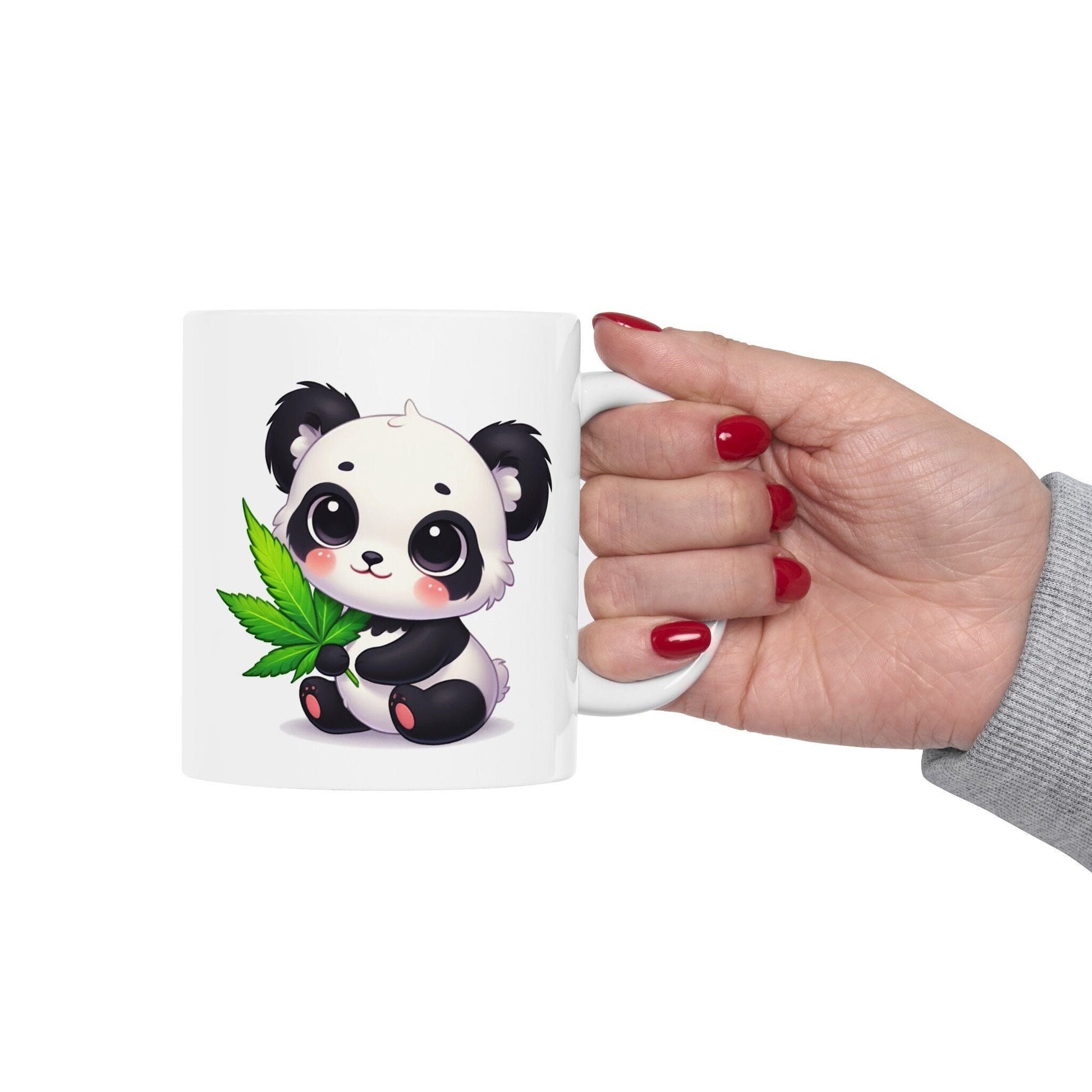 CUTE WEED PANDA - Coffee Weed Mug (11oz) - Weed Gift for Stoners, Smoker; Wake & Bake Mug / 420 Weed Mug / Marijuana Gift, 420 Cannabis Mug