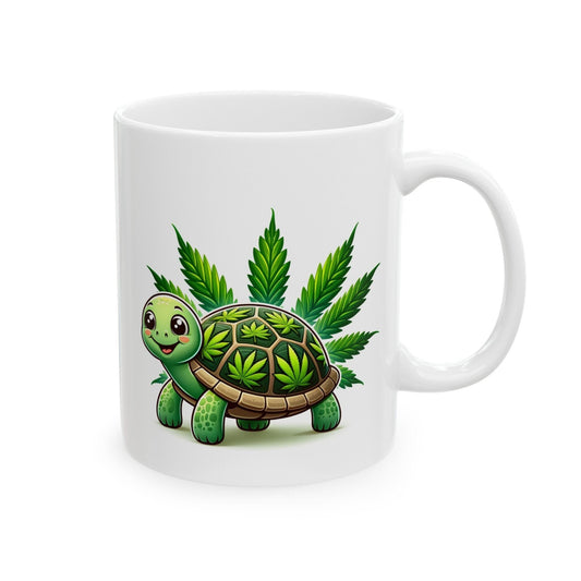 CUTE WEED TURTLE - Coffee Weed Mug (11oz) - Weed Gift for Stoners, Smoker; Wake & Bake Mug / 420 Weed Mug / Marijuana Gift, 420 Cannabis Mug