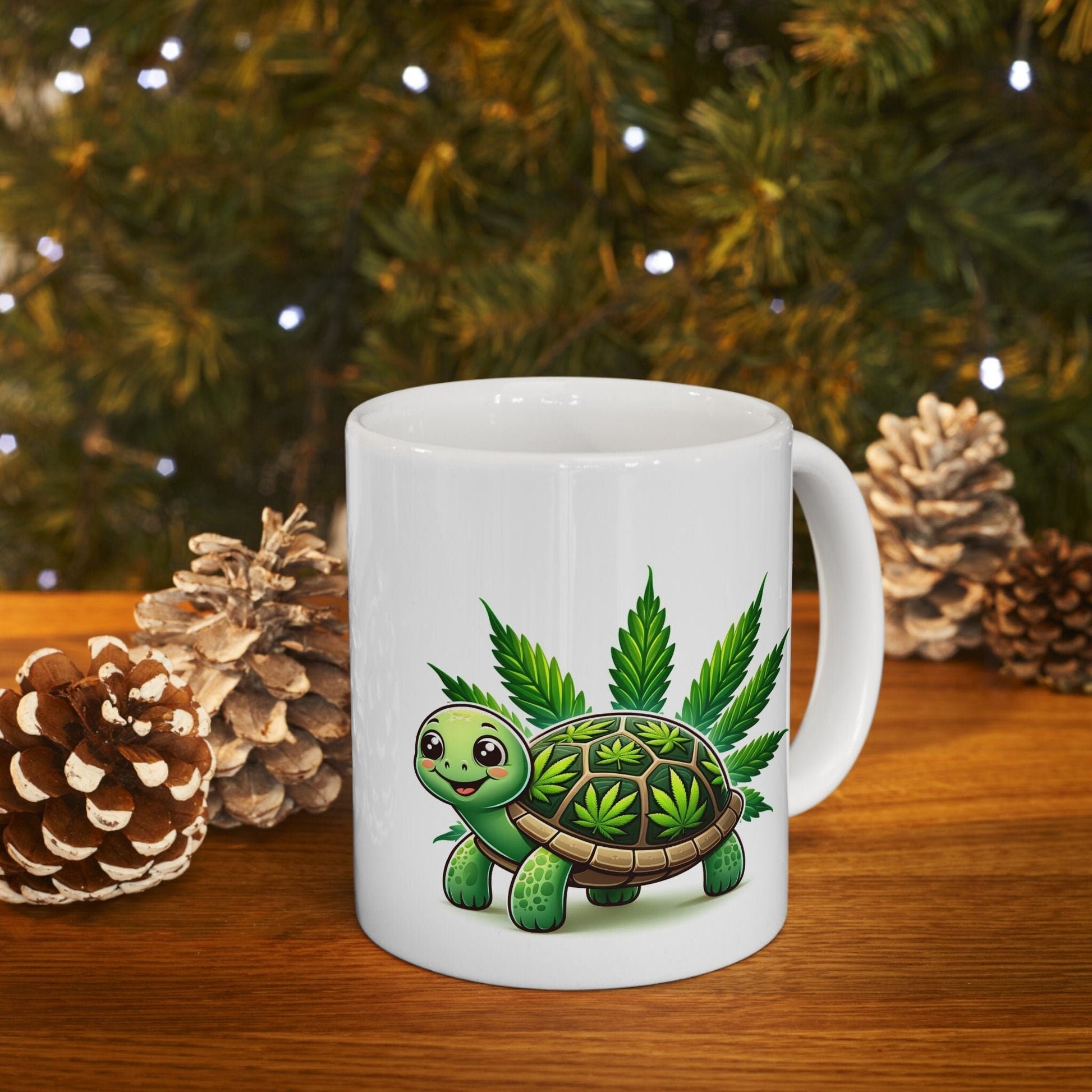 CUTE WEED TURTLE - Coffee Weed Mug (11oz) - Weed Gift for Stoners, Smoker; Wake & Bake Mug / 420 Weed Mug / Marijuana Gift, 420 Cannabis Mug