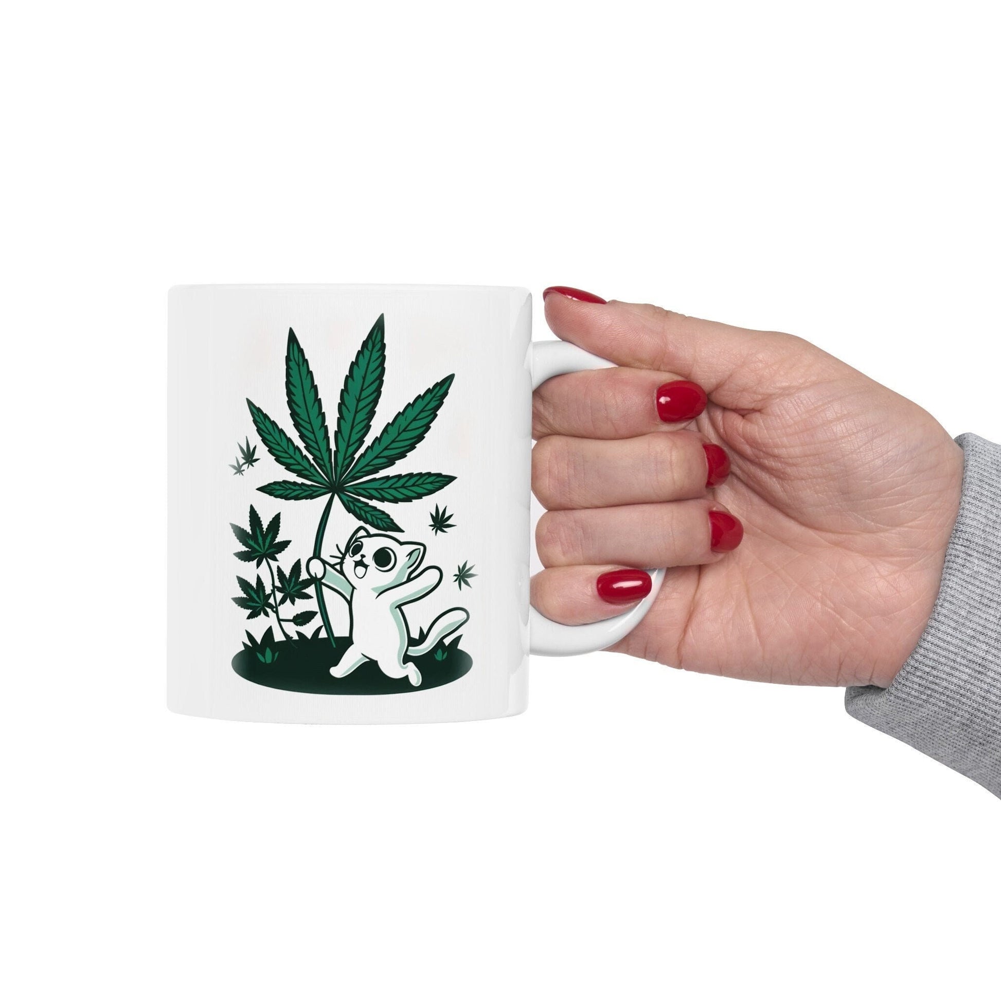 420 WEED KITTY - Coffee Weed Mug (11oz) - Weed Gift for Stoners, Smoker; Wake & Bake Mug / 420 Weed Mug / Marijuana Gift, 420 Cannabis Mug